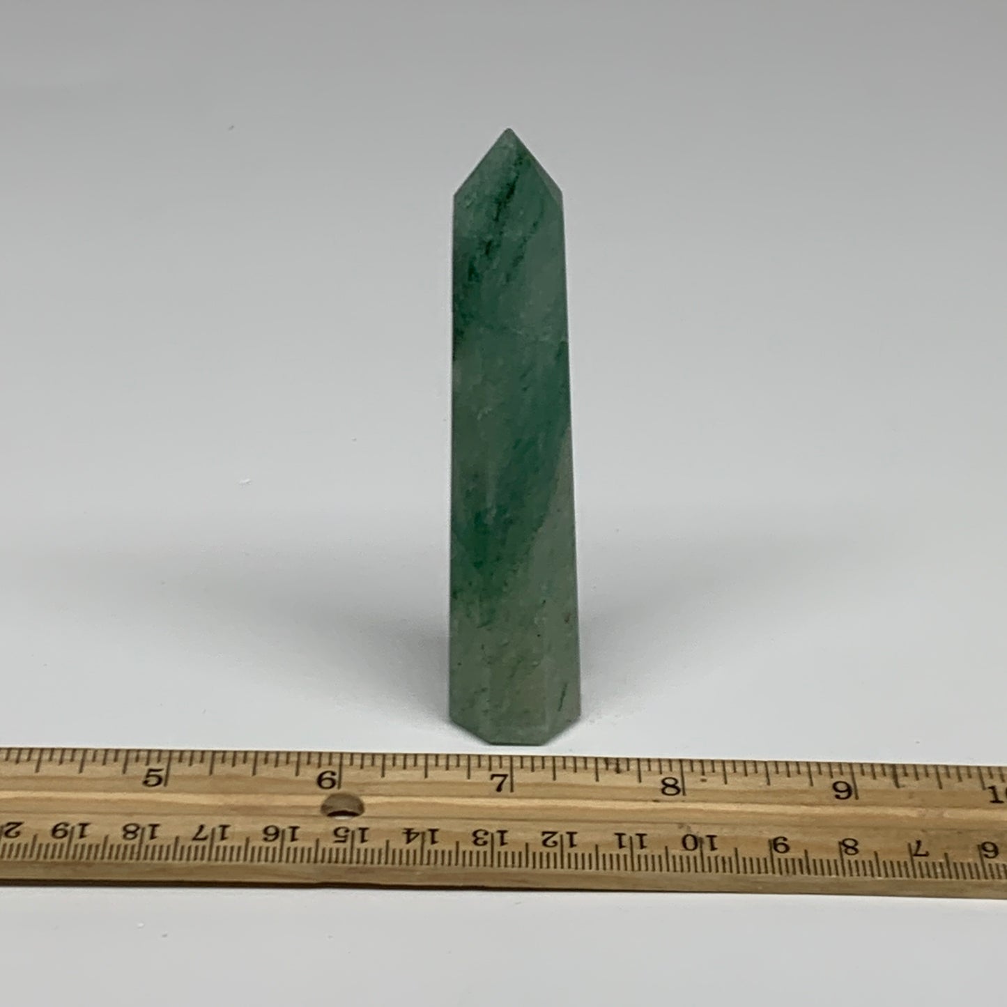 69.4g, 3.9"x0.8", Green Aventurine Tower Obelisk Point Crystal @India,B31535