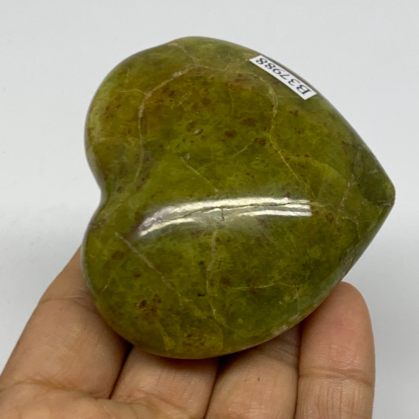 0.31 lbs, 2.4"x2.7"x1.3", Green Opal Heart Polished Gemstone Crystal, B37988