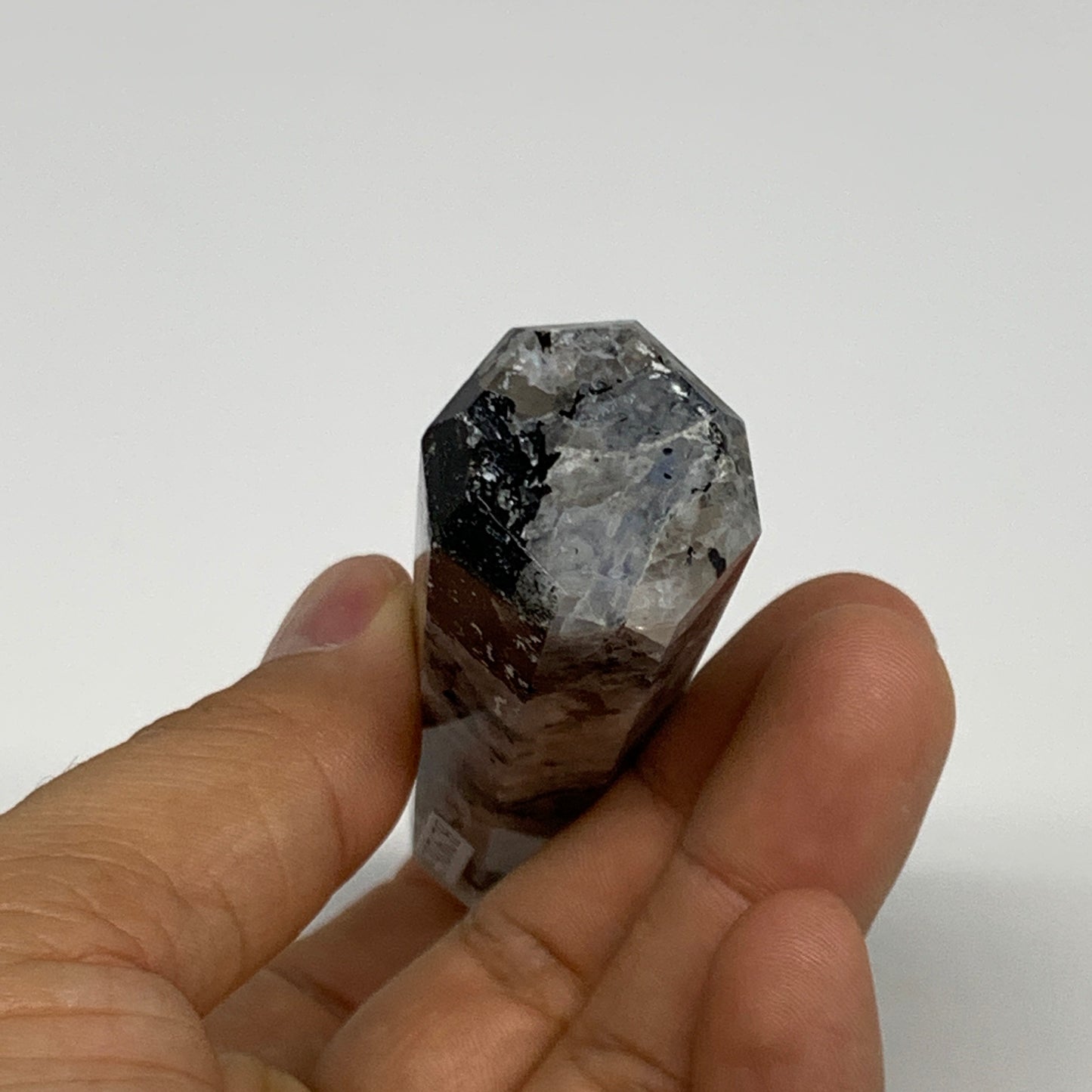 76g, 3.3"x0.9", Rainbow Moonstone Tower Obelisk Point Crystal @India, B29263