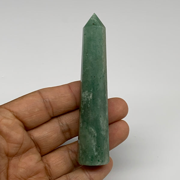 50g, 3.7"x0.7", Green Aventurine Tower Obelisk Point Crystal @India,B31536