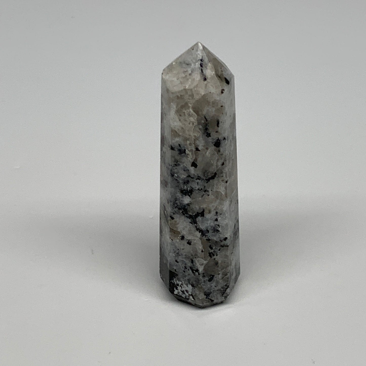 76g, 3.3"x0.9", Rainbow Moonstone Tower Obelisk Point Crystal @India, B29263