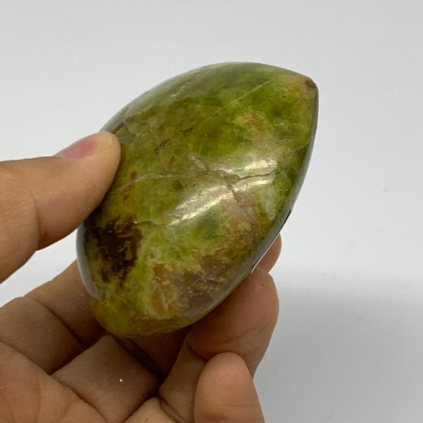 0.31 lbs, 2.4"x2.7"x1.3", Green Opal Heart Polished Gemstone Crystal, B37988