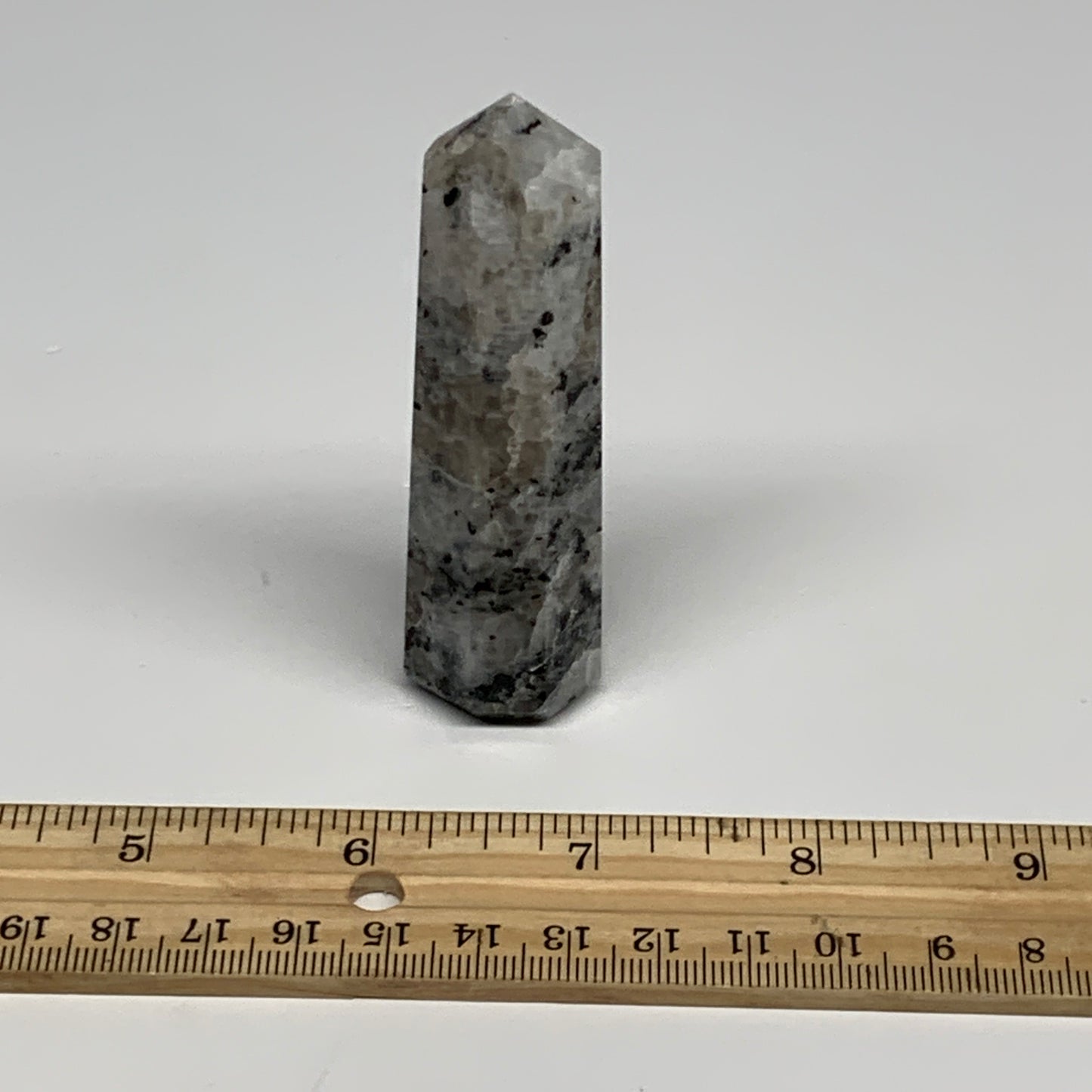 76g, 3.3"x0.9", Rainbow Moonstone Tower Obelisk Point Crystal @India, B29263
