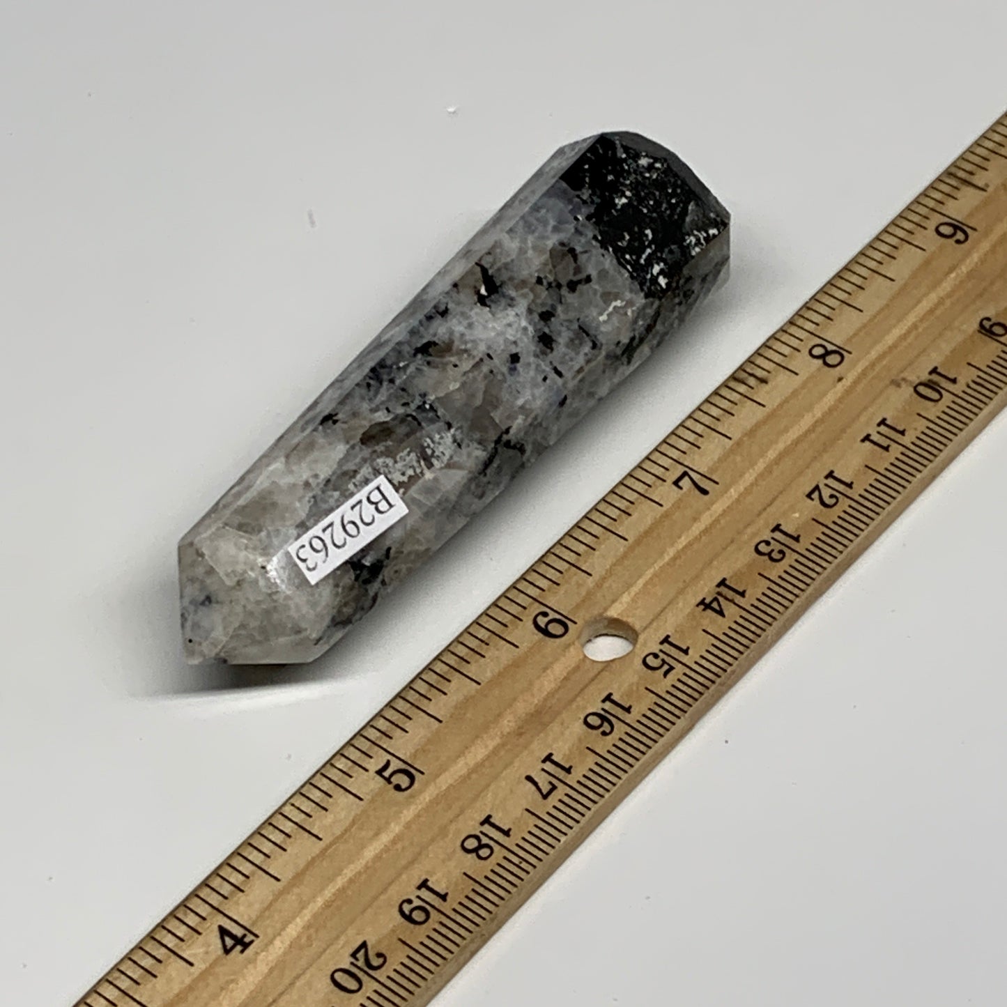 76g, 3.3"x0.9", Rainbow Moonstone Tower Obelisk Point Crystal @India, B29263