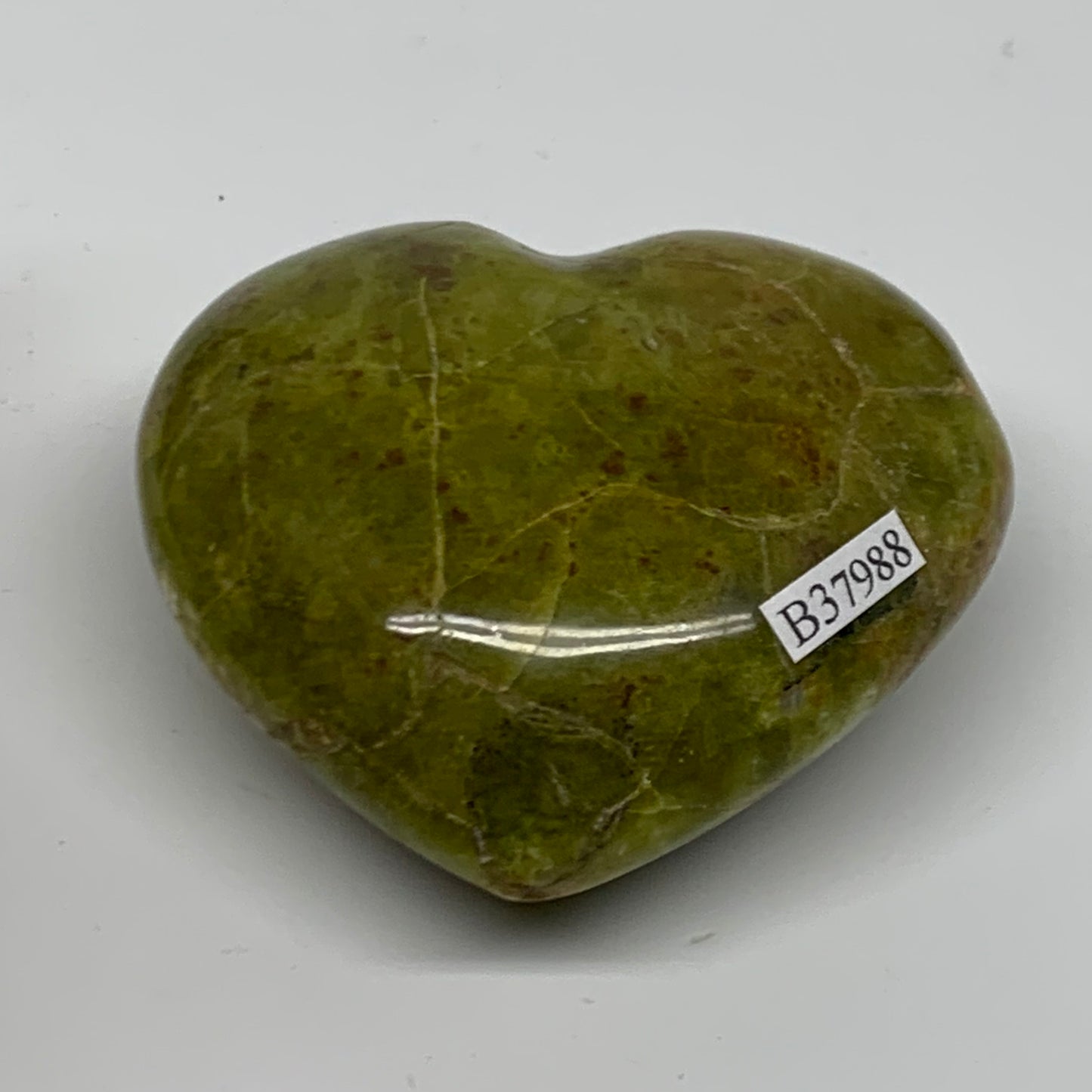 0.31 lbs, 2.4"x2.7"x1.3", Green Opal Heart Polished Gemstone Crystal, B37988