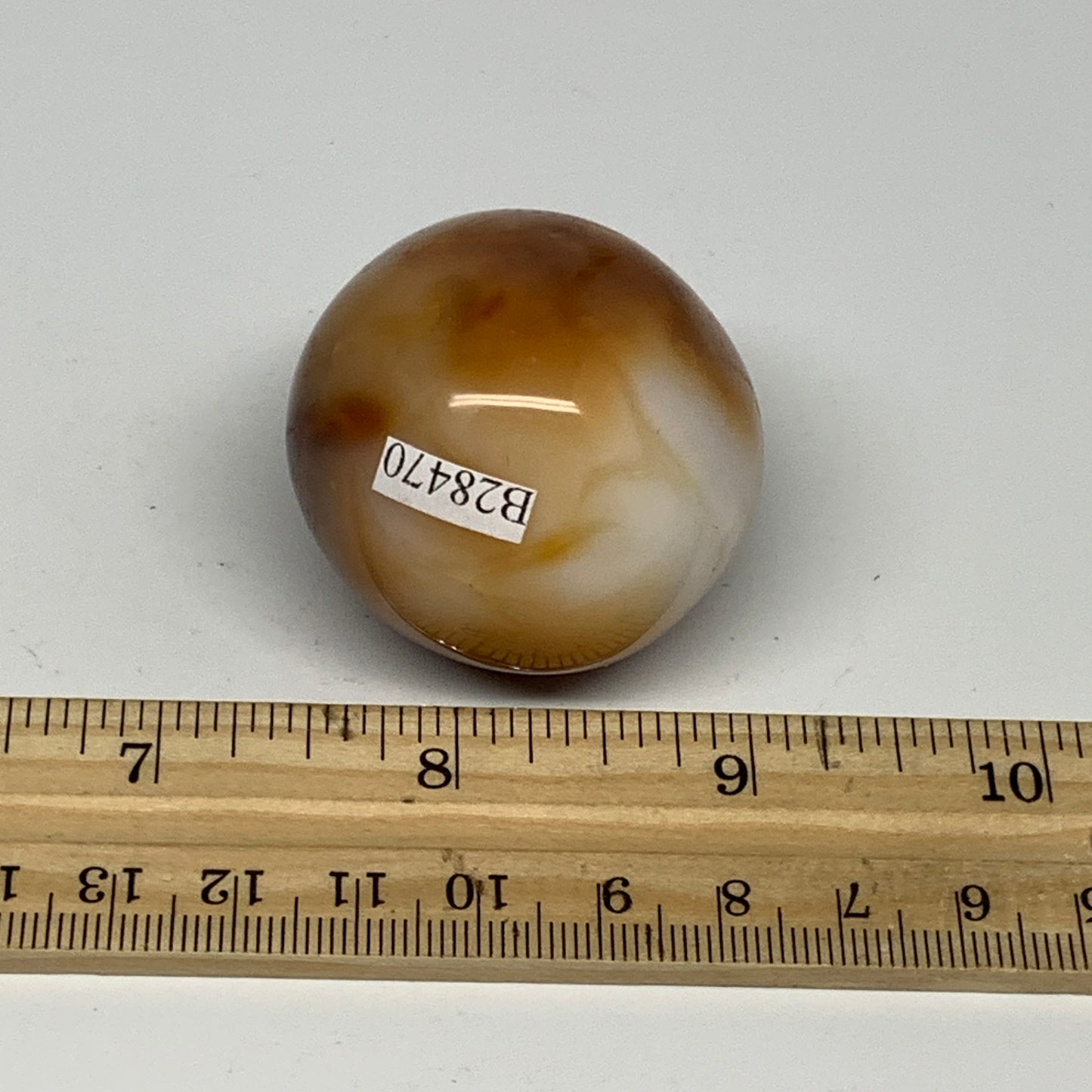 90.7g, 1.7"x1.6"x1.5", Red Carnelian Palm-Stone Gem Crystal Polished, B28470