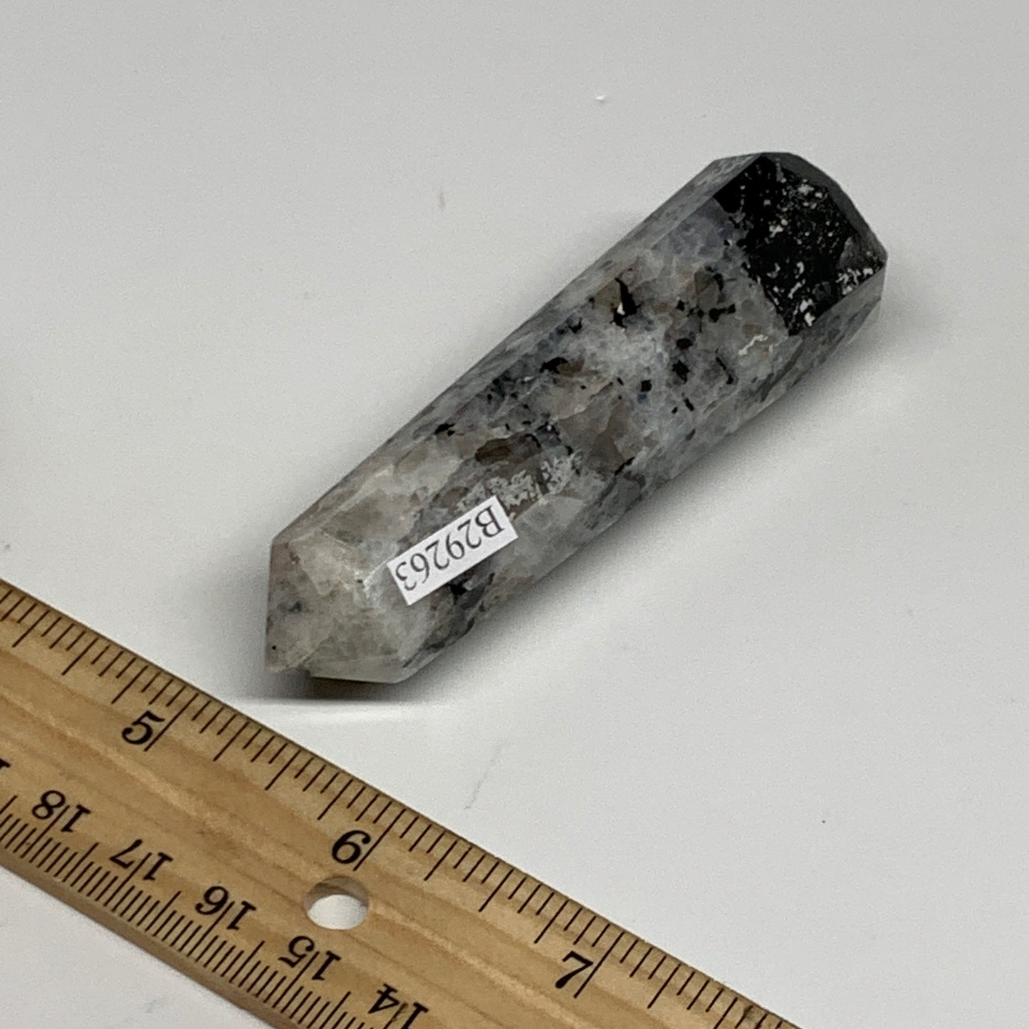 76g, 3.3"x0.9", Rainbow Moonstone Tower Obelisk Point Crystal @India, B29263