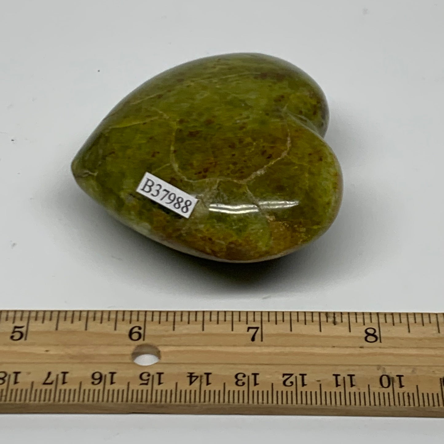 0.31 lbs, 2.4"x2.7"x1.3", Green Opal Heart Polished Gemstone Crystal, B37988