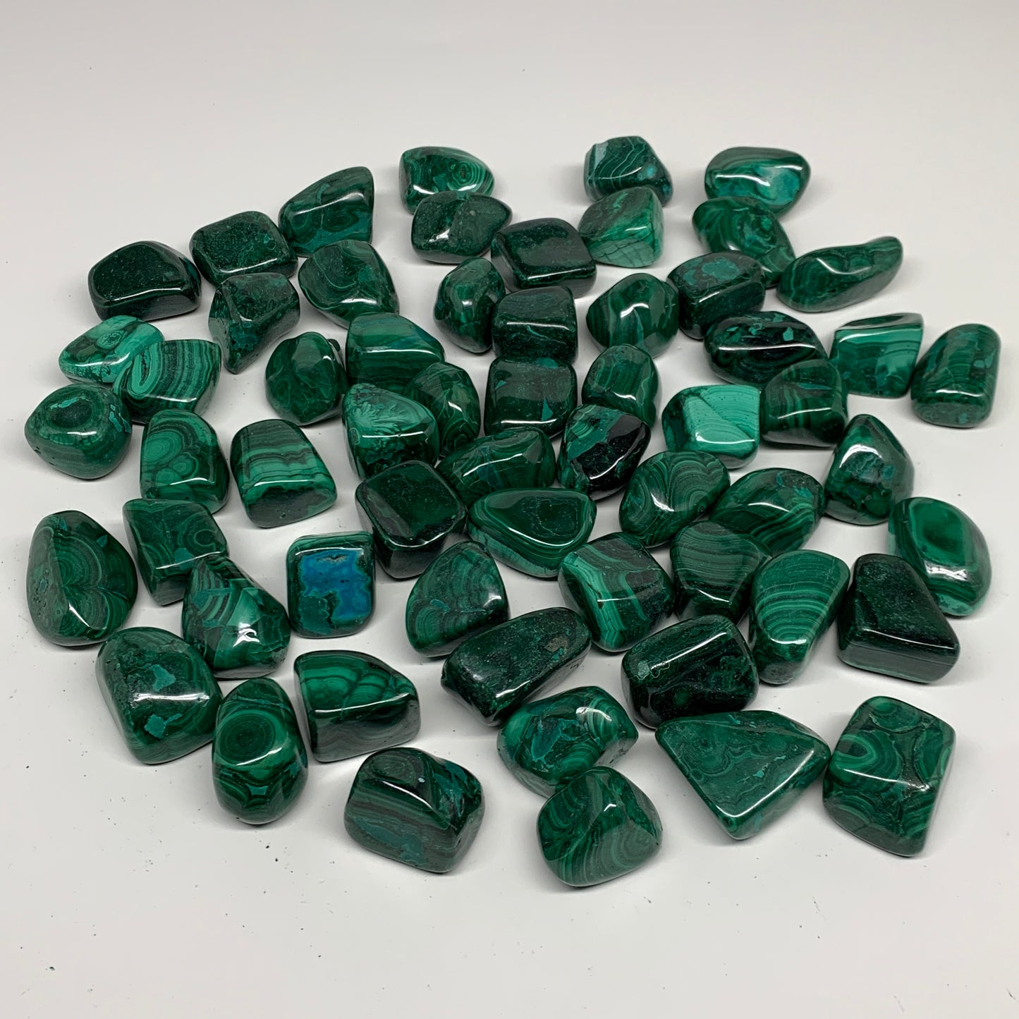 1pcs, 1.1"-1.8", 40-56g, Natural Malachite Tumbled Gemstone, B32844/45