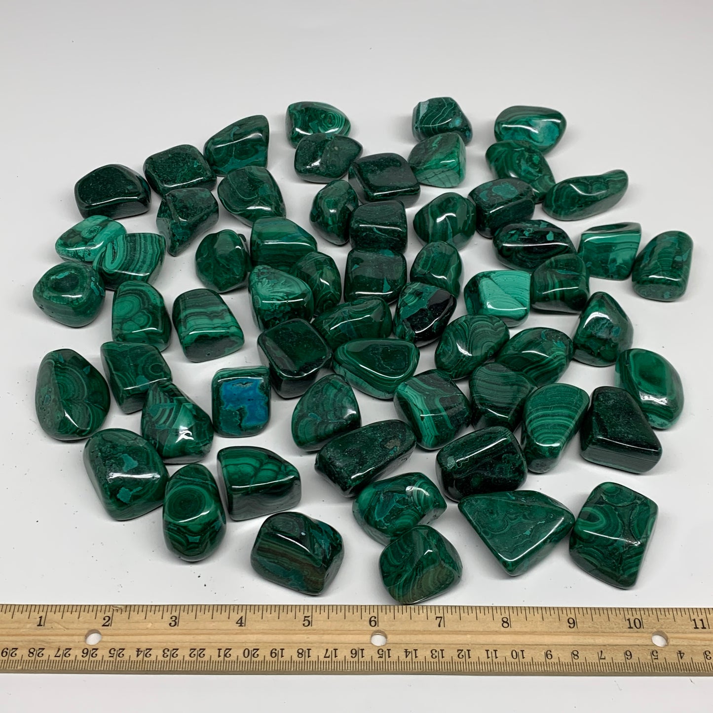 1pcs, 1.1"-1.8", 40-56g, Natural Malachite Tumbled Gemstone, B32844/45