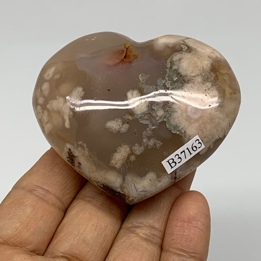 0.34 lbs, 2.3"x2.7"x1.2", Cherry Blossom Flower Agate Heart Crystal, B37163