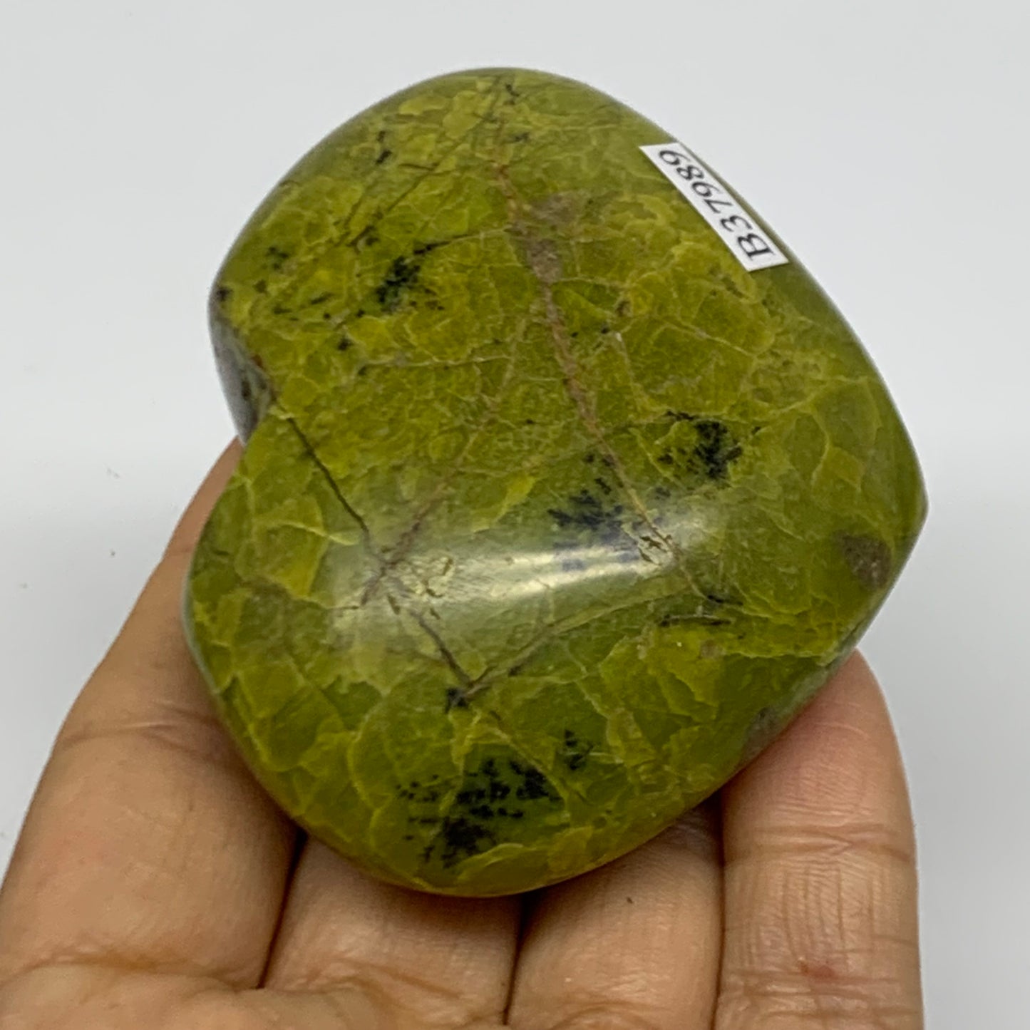 0.27 lbs, 2.3"x2.8"x1.1", Green Opal Heart Polished Gemstone Crystal, B37989