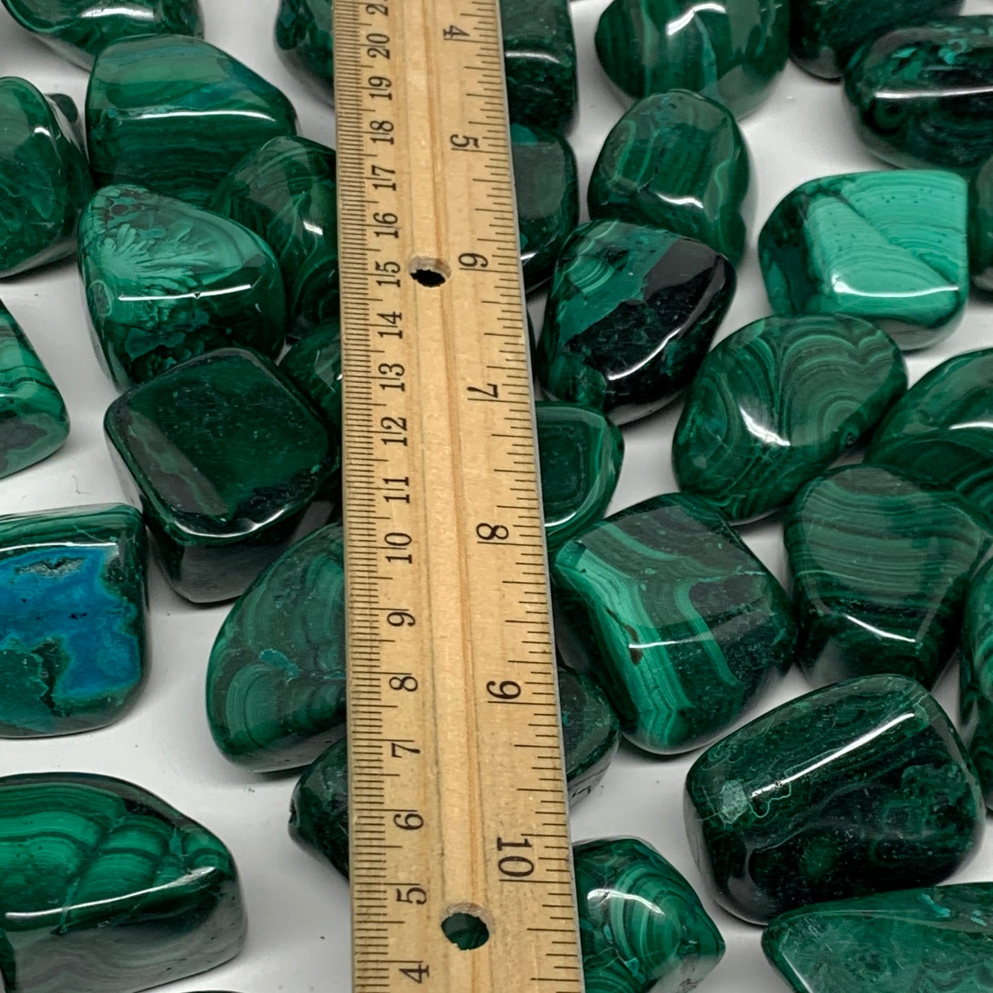 1pcs, 1.1"-1.8", 40-56g, Natural Malachite Tumbled Gemstone, B32844/45