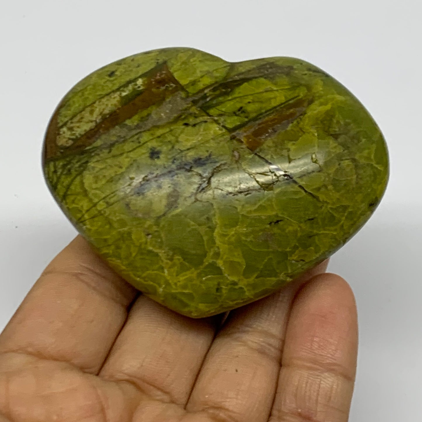 0.27 lbs, 2.3"x2.8"x1.1", Green Opal Heart Polished Gemstone Crystal, B37989