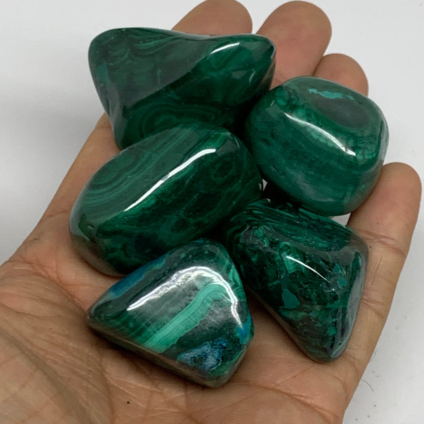 1pcs, 1.1"-1.8", 40-56g, Natural Malachite Tumbled Gemstone, B32844/45