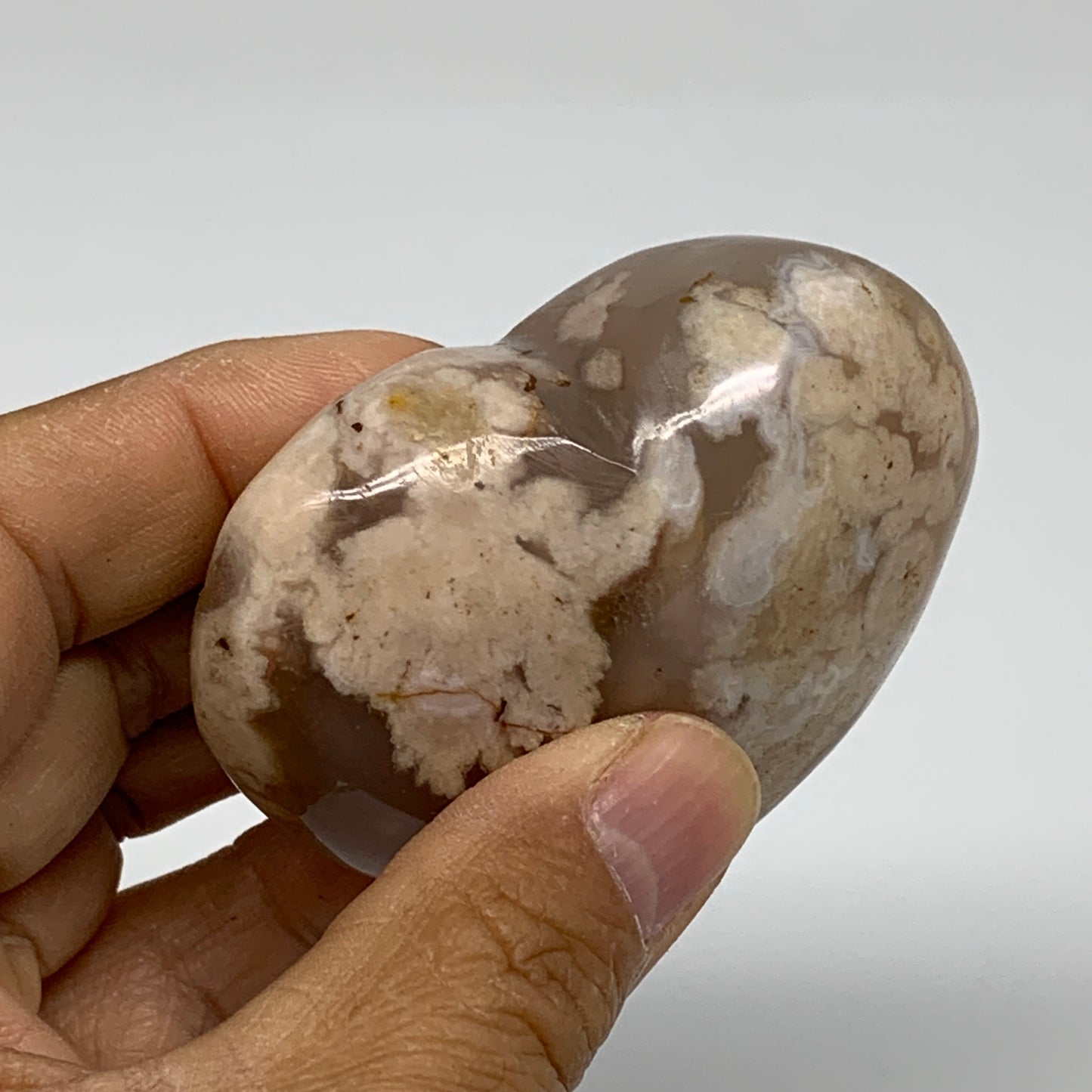 0.34 lbs, 2.3"x2.7"x1.2", Cherry Blossom Flower Agate Heart Crystal, B37163