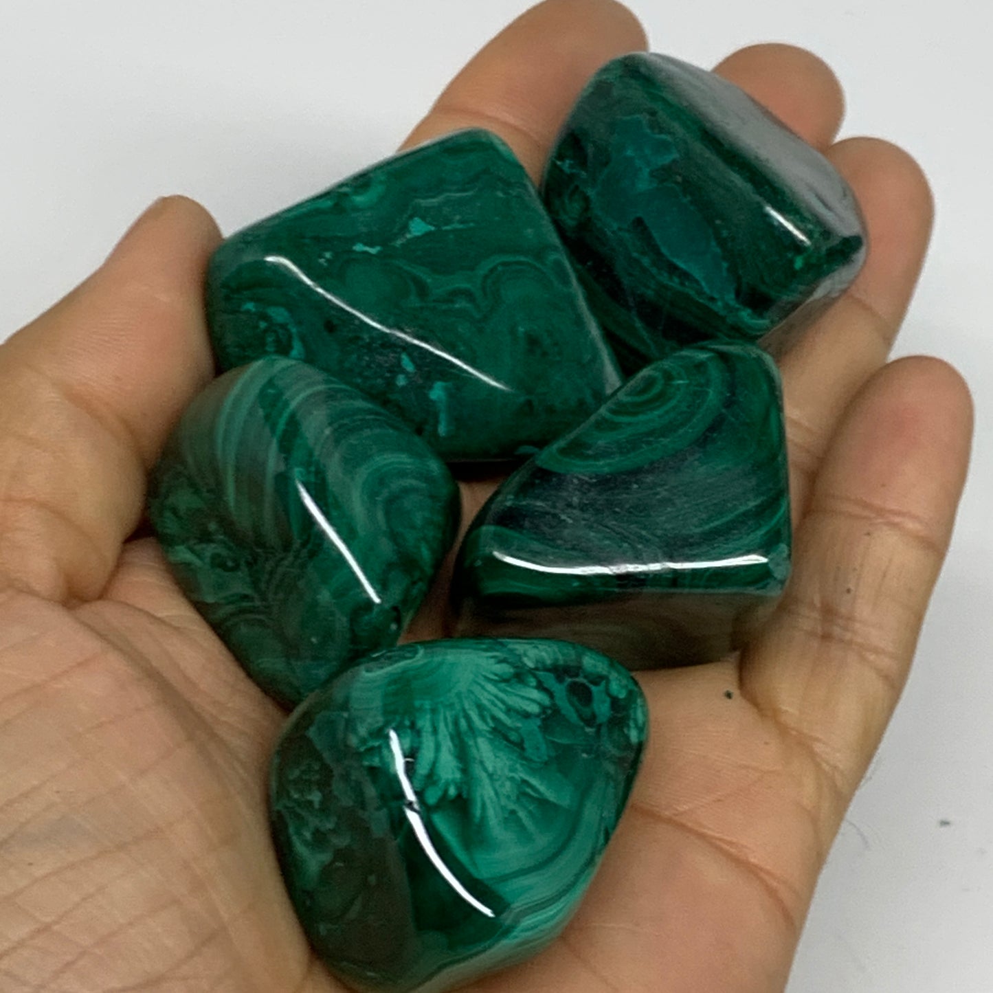1pcs, 1.1"-1.8", 40-56g, Natural Malachite Tumbled Gemstone, B32844/45