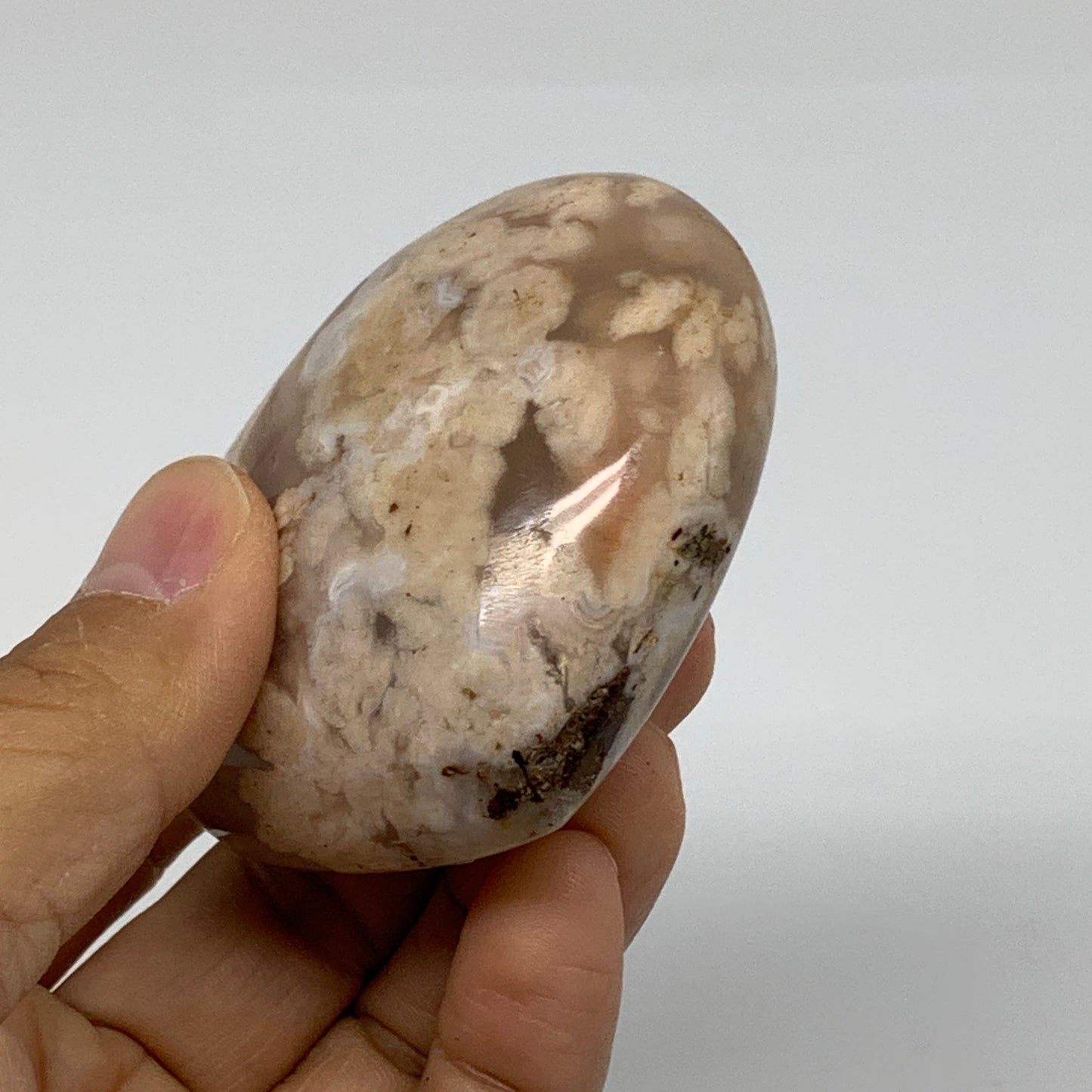 0.34 lbs, 2.3"x2.7"x1.2", Cherry Blossom Flower Agate Heart Crystal, B37163