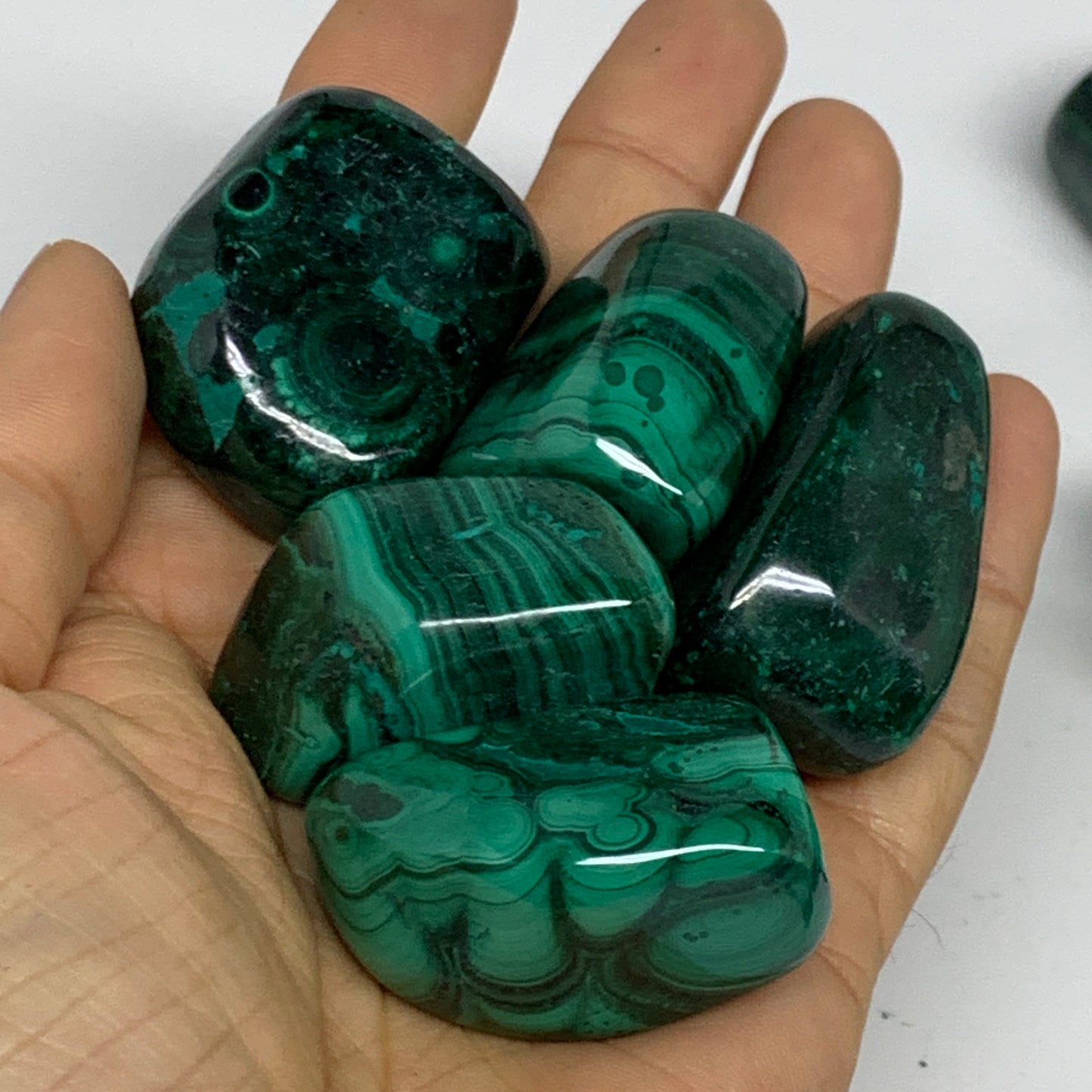 1pcs, 1.1"-1.8", 40-56g, Natural Malachite Tumbled Gemstone, B32844/45