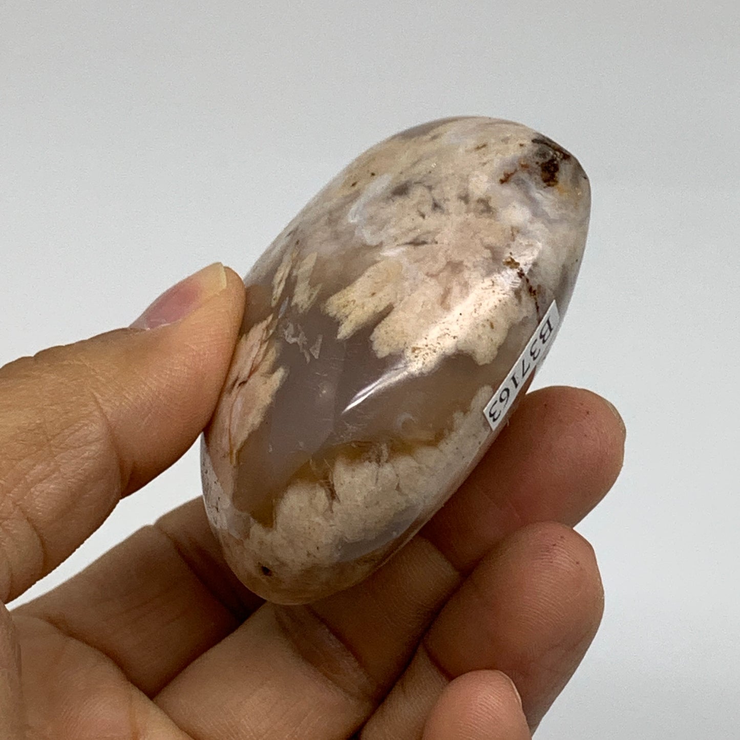 0.34 lbs, 2.3"x2.7"x1.2", Cherry Blossom Flower Agate Heart Crystal, B37163