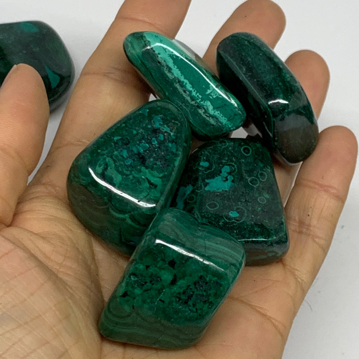 1pcs, 1.1"-1.8", 40-56g, Natural Malachite Tumbled Gemstone, B32844/45