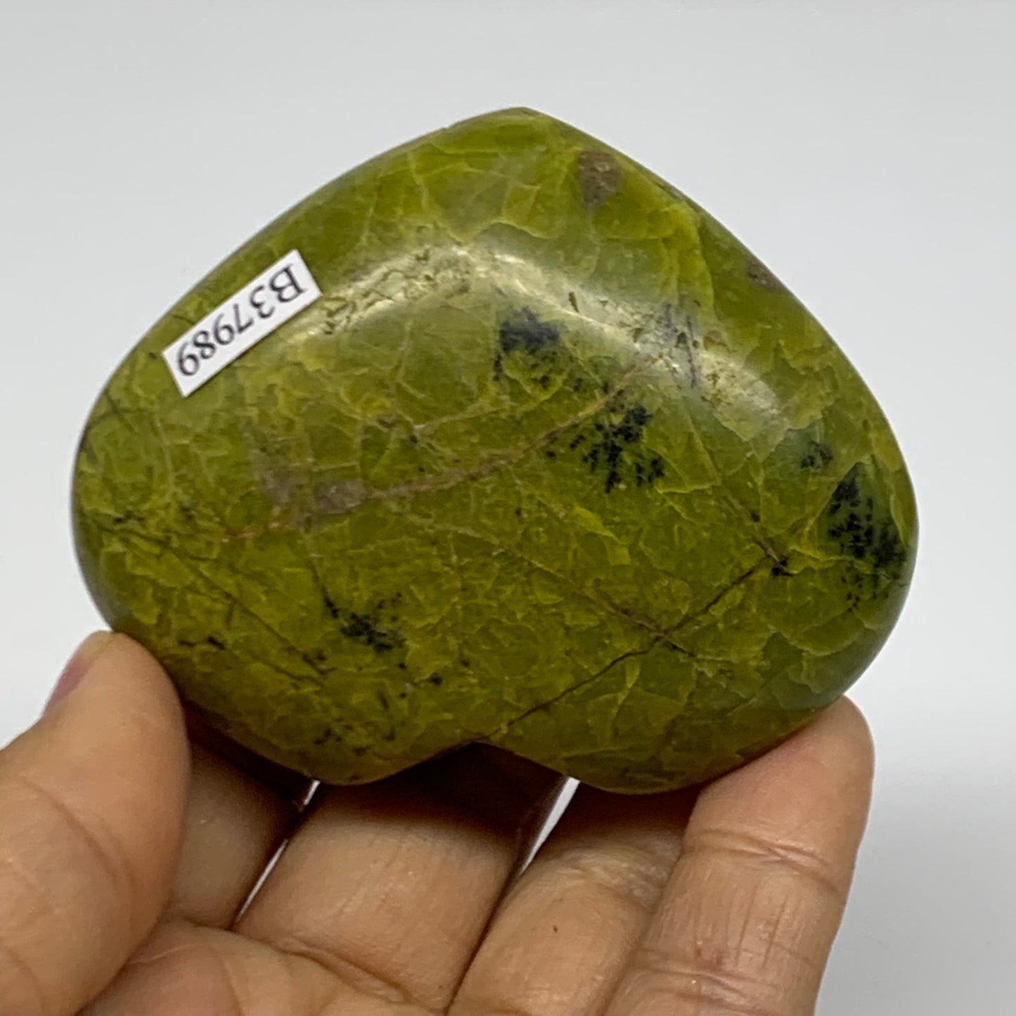 0.27 lbs, 2.3"x2.8"x1.1", Green Opal Heart Polished Gemstone Crystal, B37989