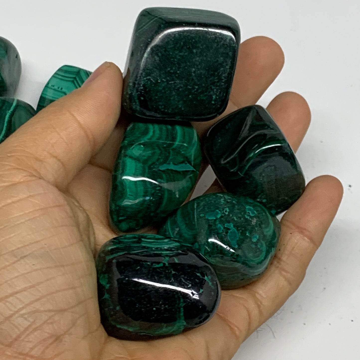 1pcs, 1.1"-1.8", 40-56g, Natural Malachite Tumbled Gemstone, B32844/45