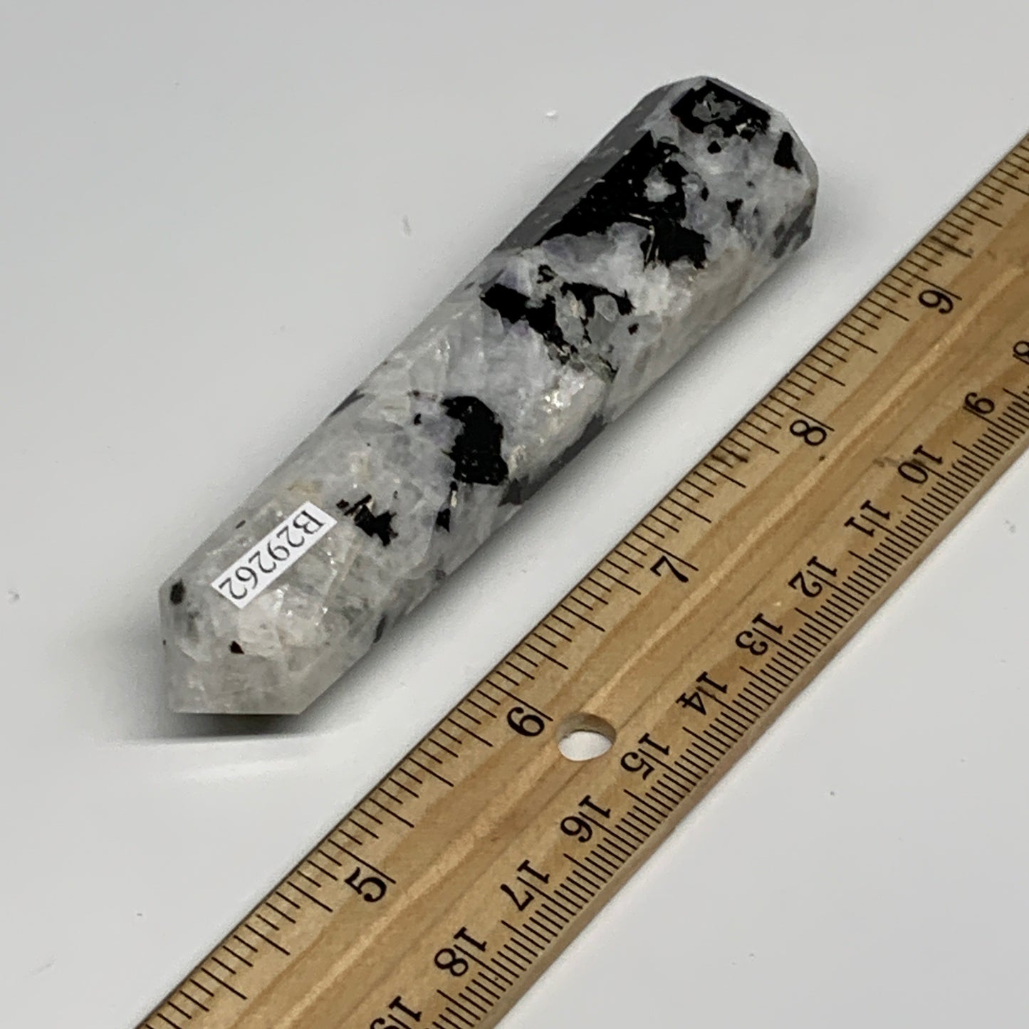 91.8g, 3.9"x0.9", Rainbow Moonstone Tower Obelisk Point Crystal @India, B29262