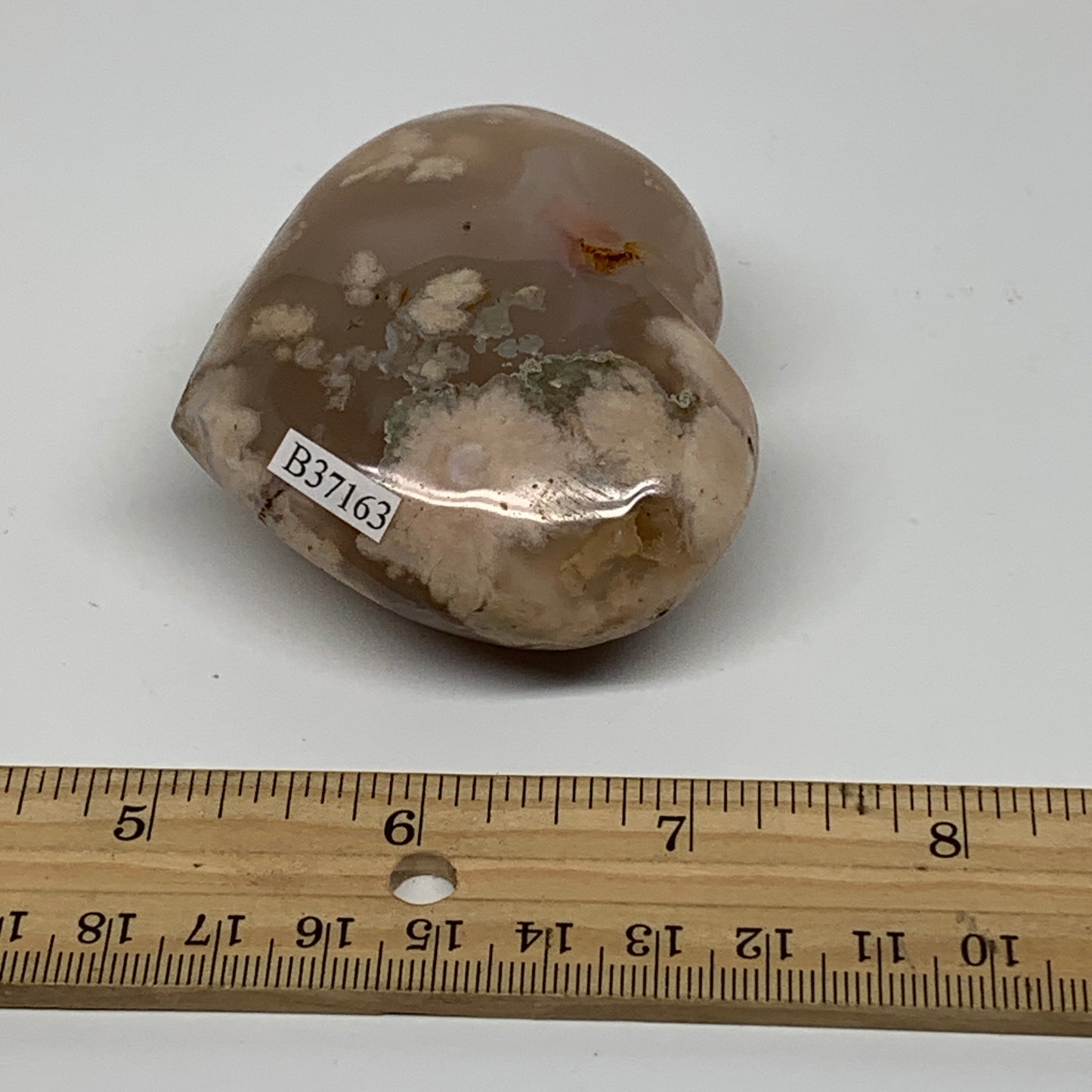 0.34 lbs, 2.3"x2.7"x1.2", Cherry Blossom Flower Agate Heart Crystal, B37163
