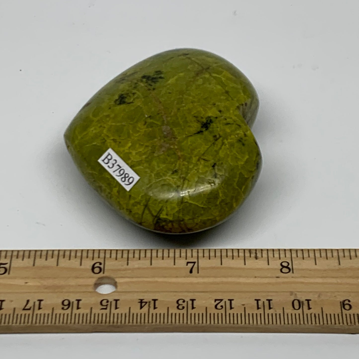 0.27 lbs, 2.3"x2.8"x1.1", Green Opal Heart Polished Gemstone Crystal, B37989