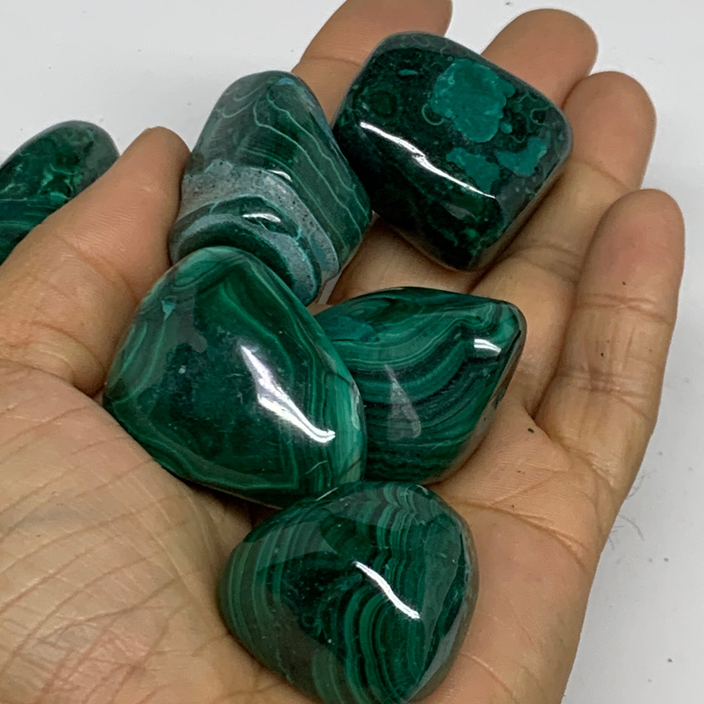 1pcs, 1.1"-1.8", 40-56g, Natural Malachite Tumbled Gemstone, B32844/45