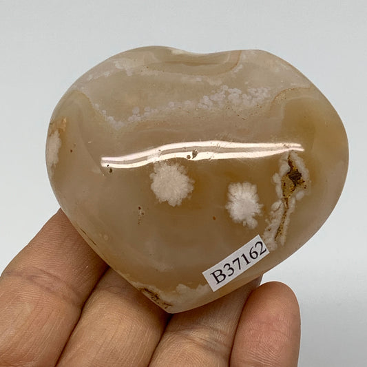 0.34 lbs, 2.4"x2.6"x1.2", Cherry Blossom Flower Agate Heart Crystal, B37162