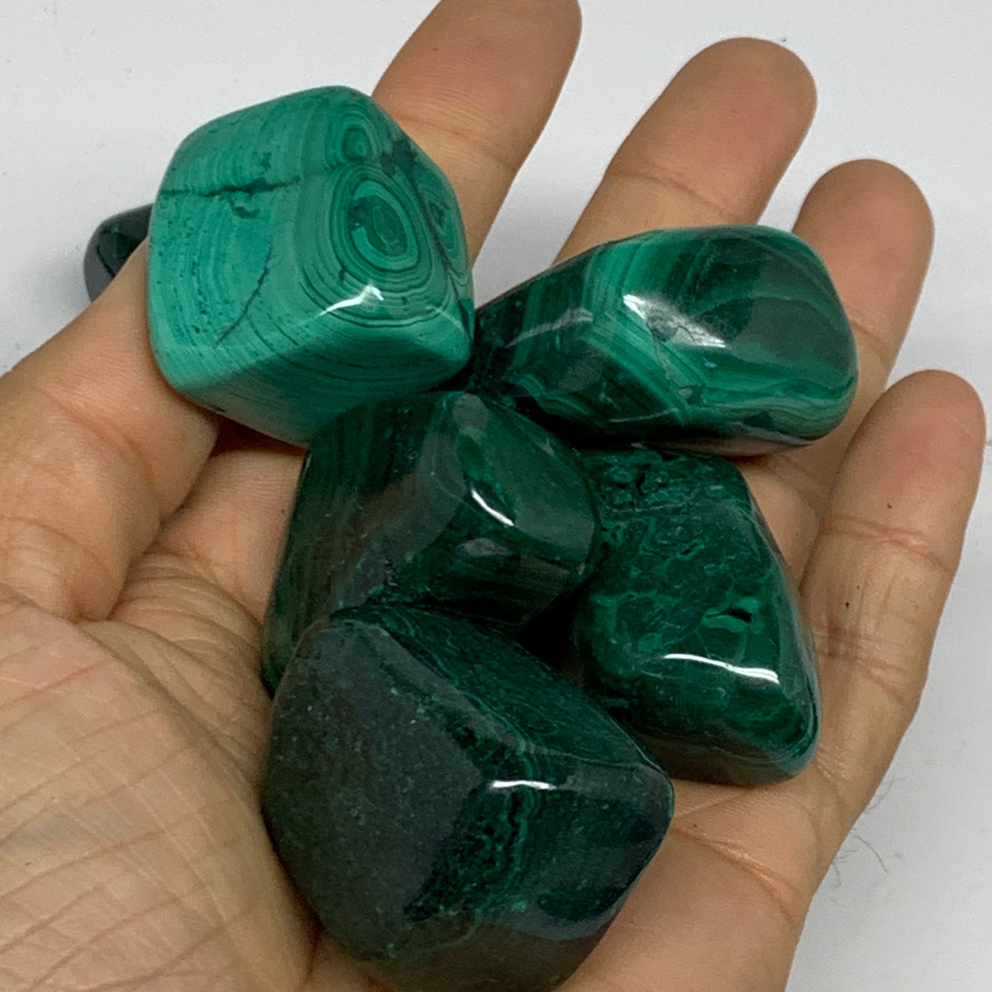 1pcs, 1.1"-1.8", 40-56g, Natural Malachite Tumbled Gemstone, B32844/45