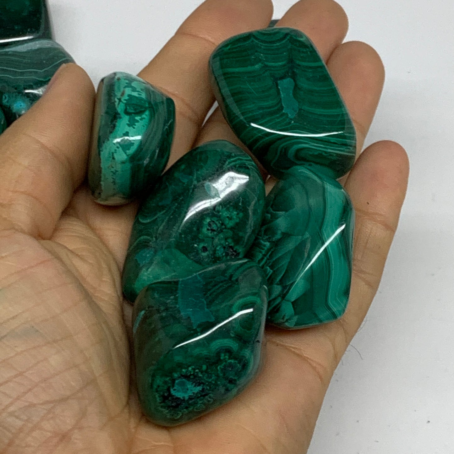1pcs, 1.1"-1.8", 40-56g, Natural Malachite Tumbled Gemstone, B32844/45