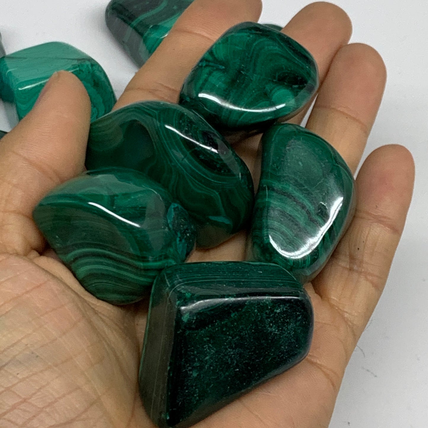 1pcs, 1.1"-1.8", 40-56g, Natural Malachite Tumbled Gemstone, B32844/45