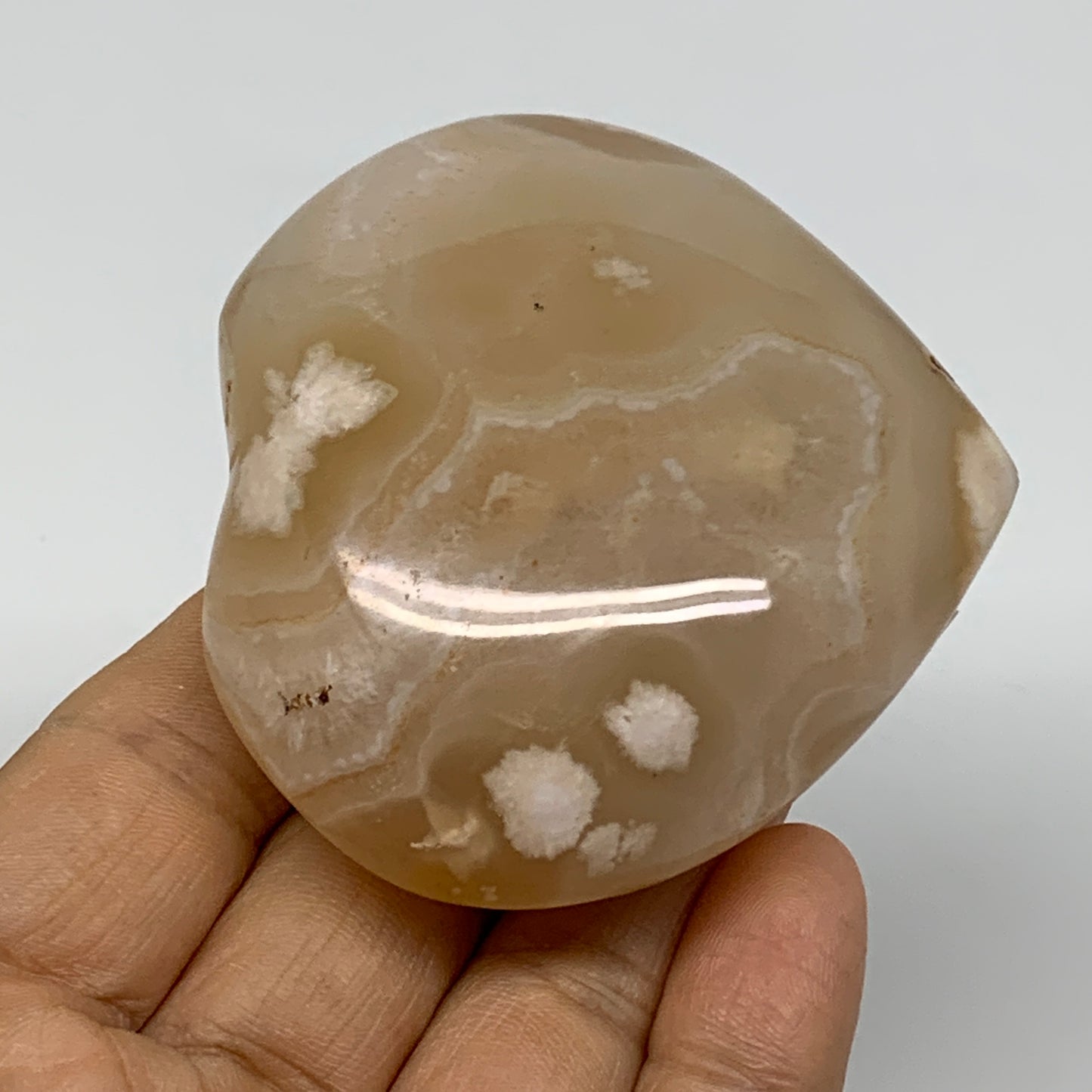 0.34 lbs, 2.4"x2.6"x1.2", Cherry Blossom Flower Agate Heart Crystal, B37162