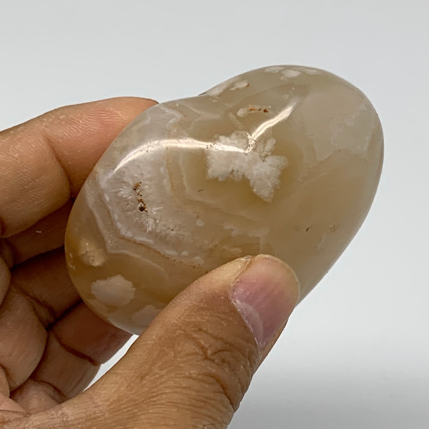 0.34 lbs, 2.4"x2.6"x1.2", Cherry Blossom Flower Agate Heart Crystal, B37162