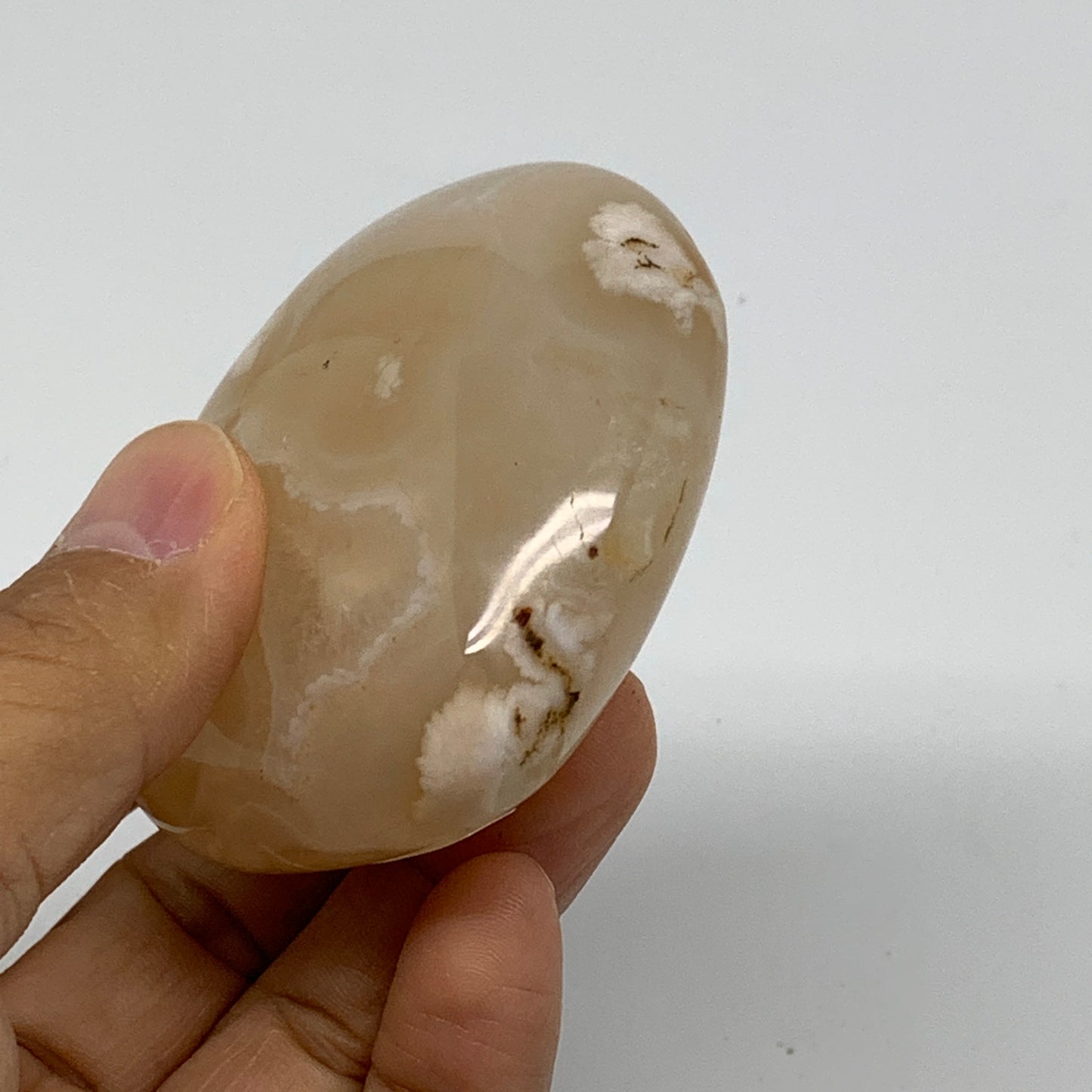 0.34 lbs, 2.4"x2.6"x1.2", Cherry Blossom Flower Agate Heart Crystal, B37162