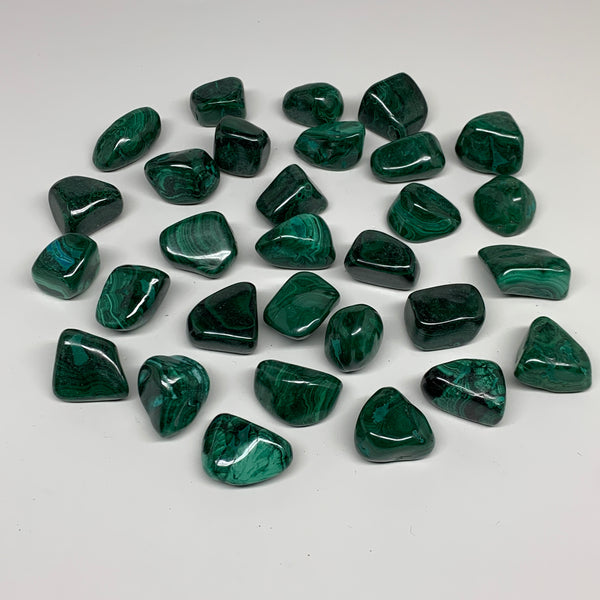 1pcs, 1"-1.8", 38-58g, Natural Malachite Tumbled Polished Gemstone, B32846