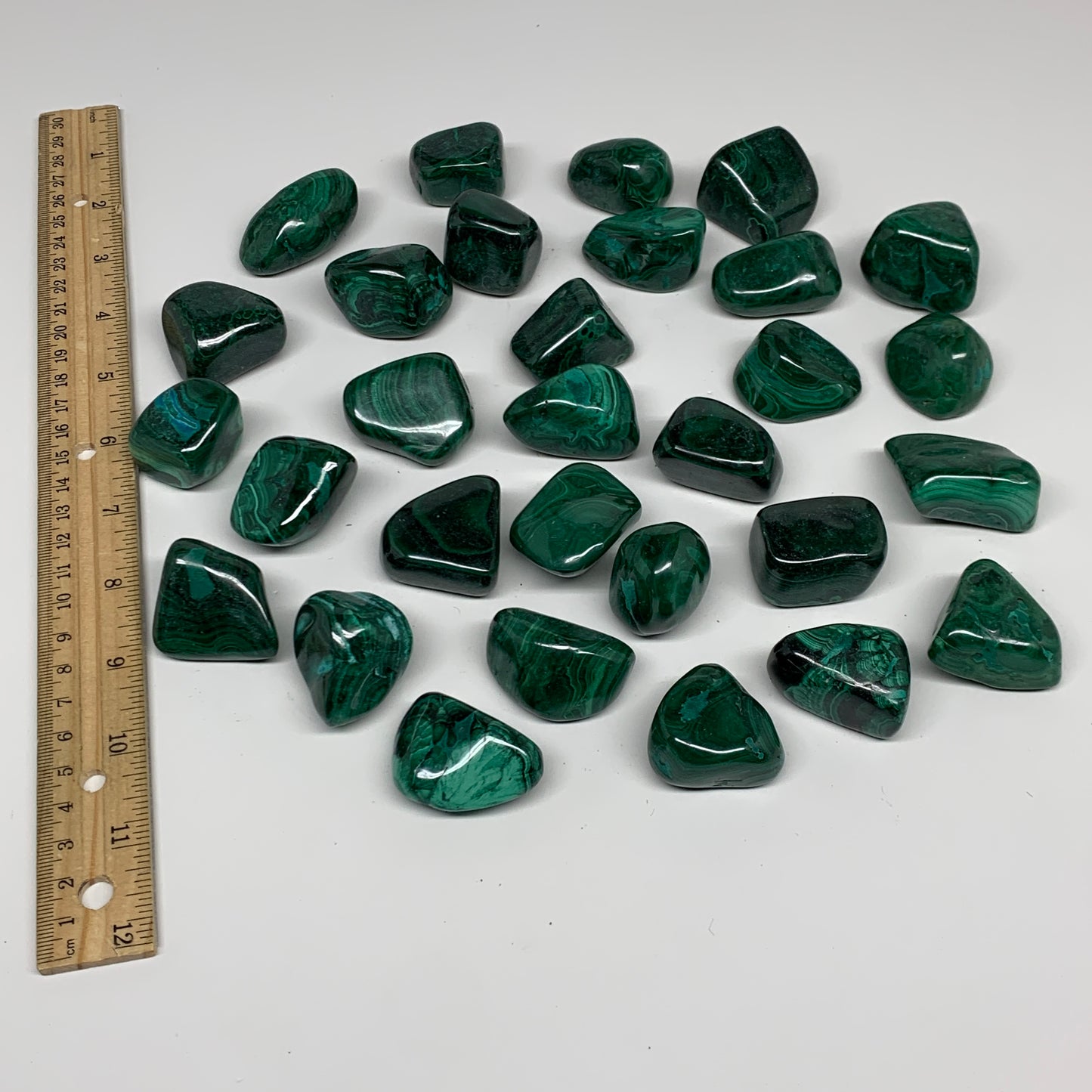 1pcs, 1"-1.8", 38-58g, Natural Malachite Tumbled Polished Gemstone, B32846