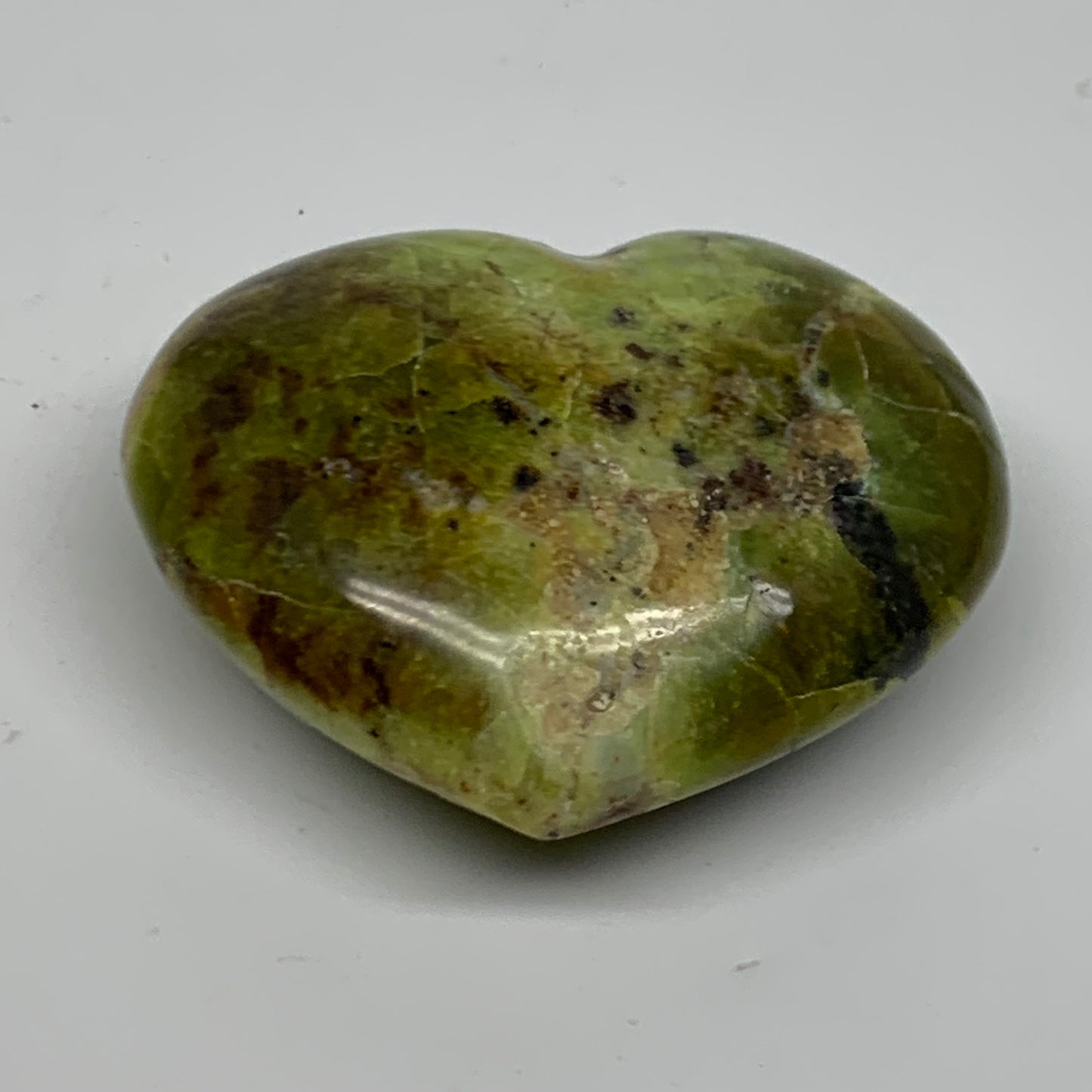 0.28 lbs, 2.4"x2.8"x1.2", Green Opal Heart Polished Gemstone Crystal, B37990
