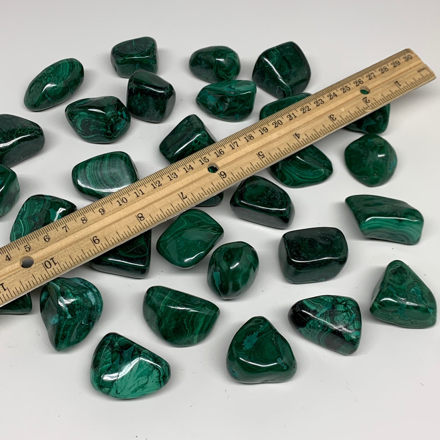 1pcs, 1"-1.8", 38-58g, Natural Malachite Tumbled Polished Gemstone, B32846