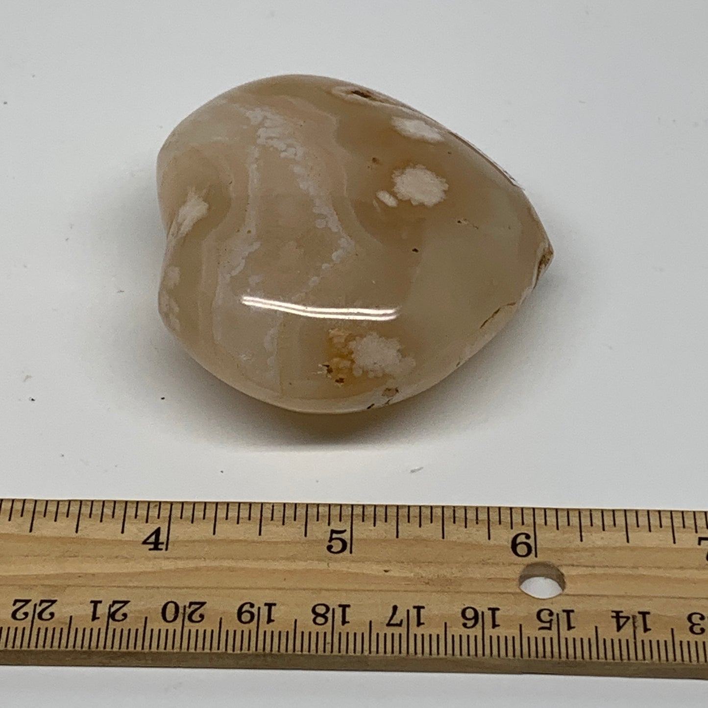 0.34 lbs, 2.4"x2.6"x1.2", Cherry Blossom Flower Agate Heart Crystal, B37162