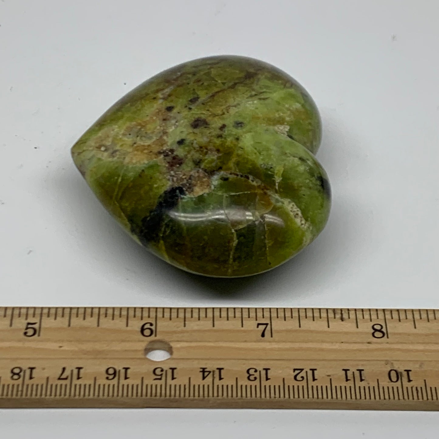 0.28 lbs, 2.4"x2.8"x1.2", Green Opal Heart Polished Gemstone Crystal, B37990