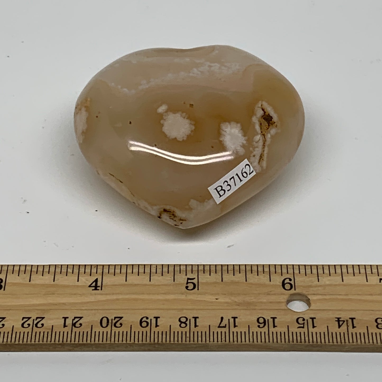 0.34 lbs, 2.4"x2.6"x1.2", Cherry Blossom Flower Agate Heart Crystal, B37162