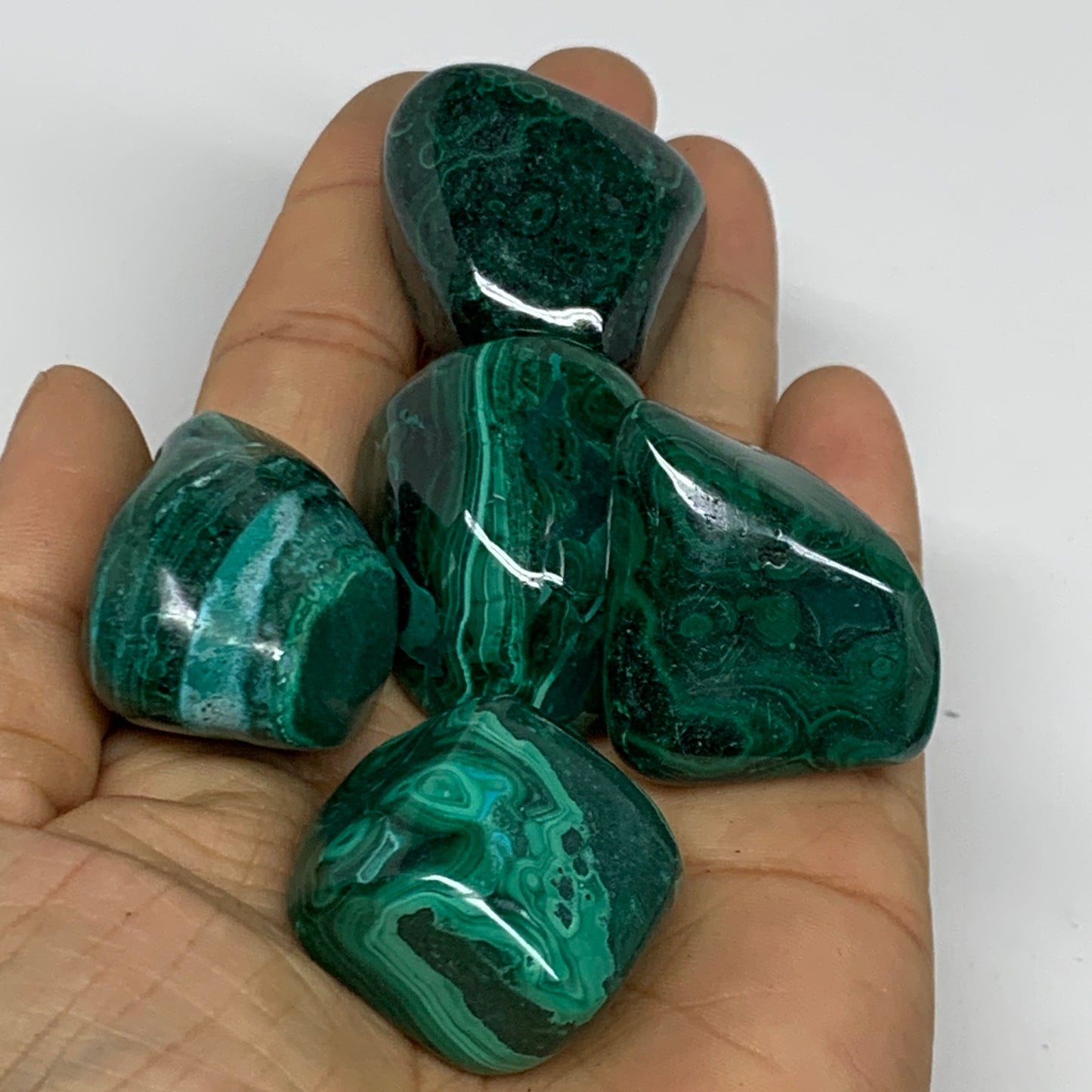 1pcs, 1"-1.8", 38-58g, Natural Malachite Tumbled Polished Gemstone, B32846