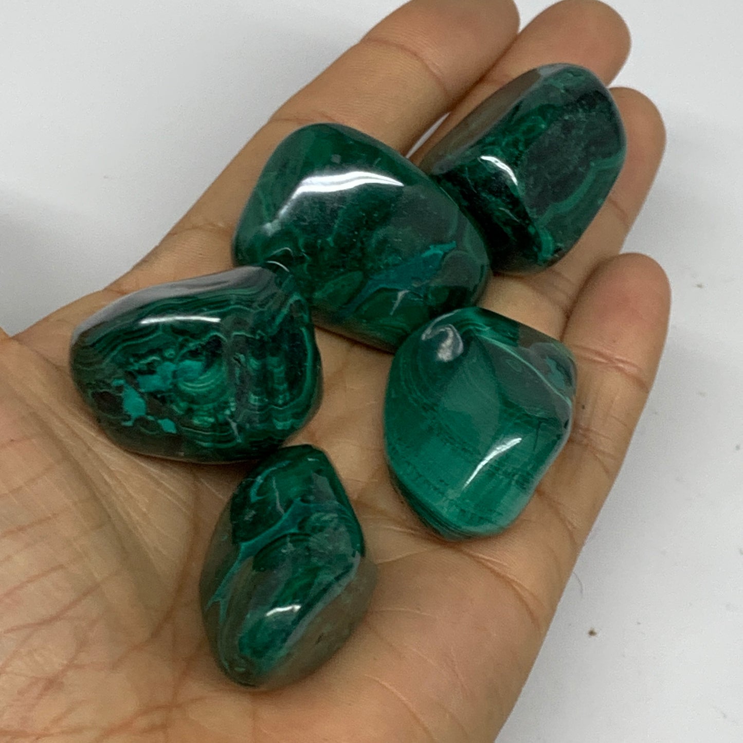 1pcs, 1"-1.8", 38-58g, Natural Malachite Tumbled Polished Gemstone, B32846