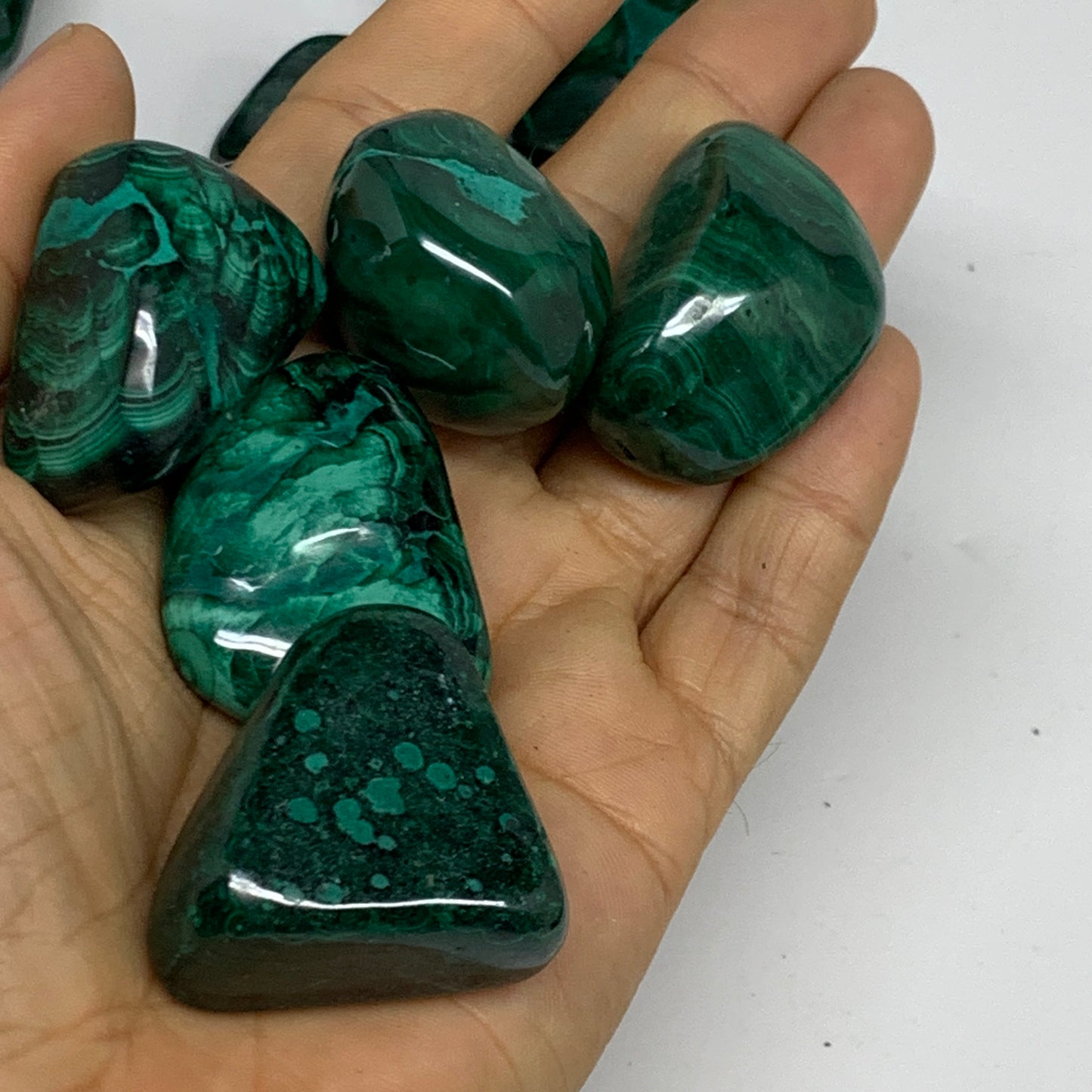 1pcs, 1"-1.8", 38-58g, Natural Malachite Tumbled Polished Gemstone, B32846