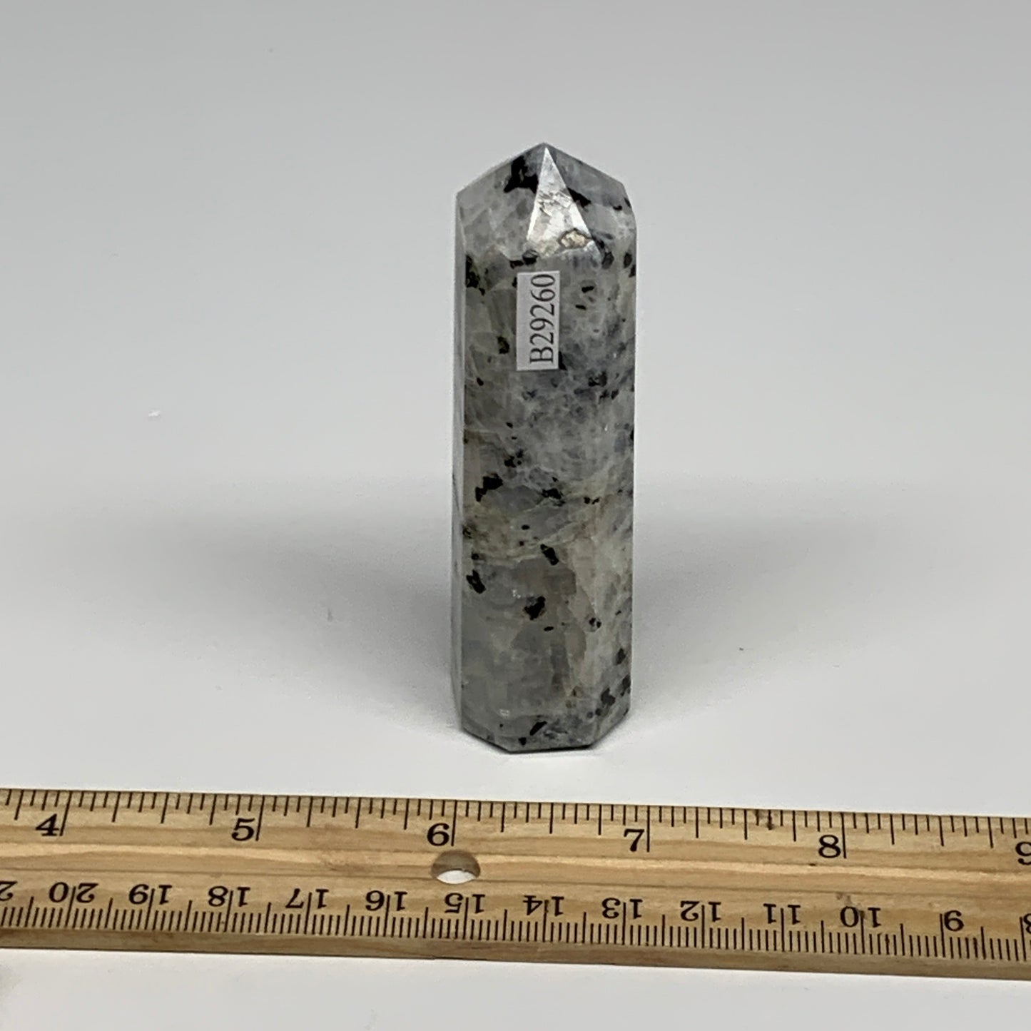 99.2g, 3.5"x0.9", Rainbow Moonstone Tower Obelisk Point Crystal @India, B29260