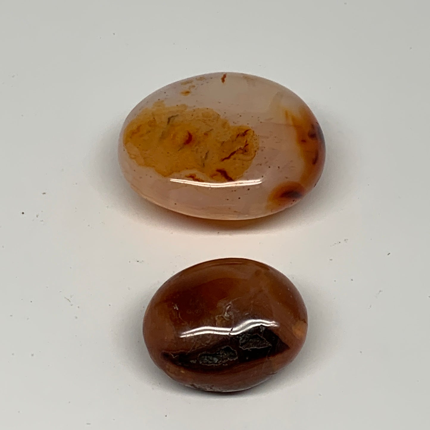 105.3g,1.4"-2", 2pcs, Small Red Carnelian Palm-Stone Gem Crystal Polished,B28474